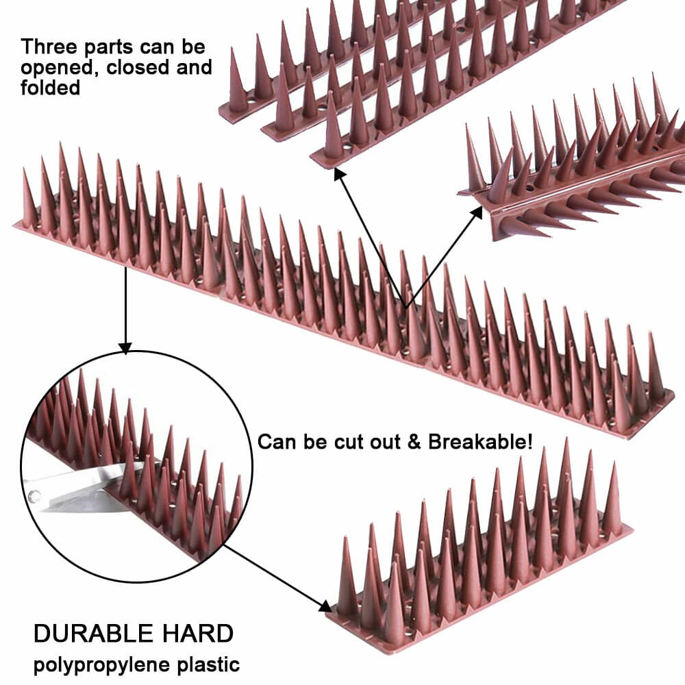 Cat Bird Repellent Spikes Outdoor Fence Spike Plastic Deterrent Climb Strips 6