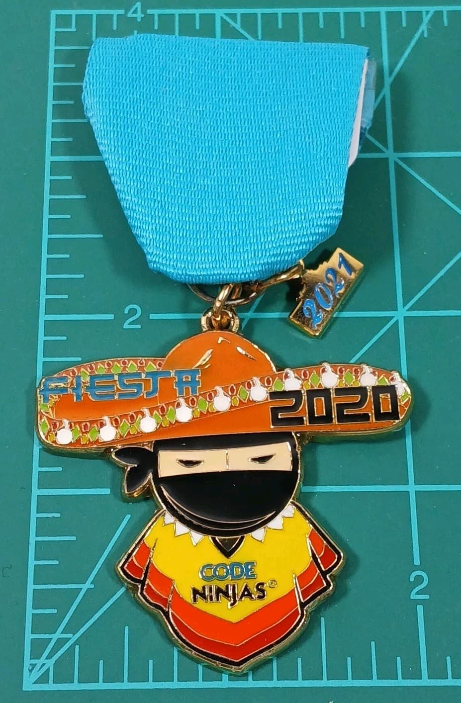 2021 / 2020 Code Ninjas Sombrero Fiesta Medal San Antonio Pinback  Covid Year 4