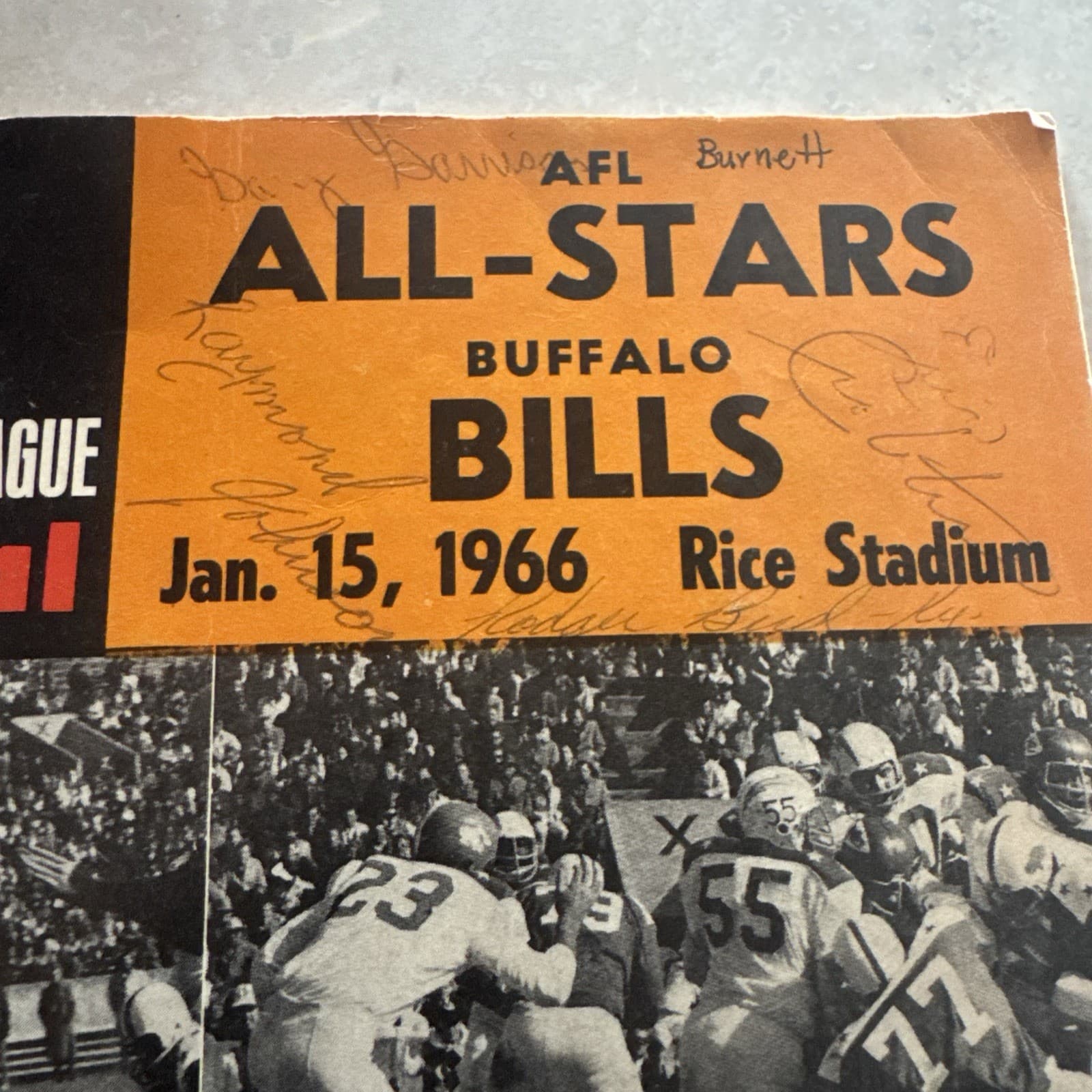 AUTOGRAPHED 1966 AFL All Stars vs Buffalo Bills Program SIGNED 3
