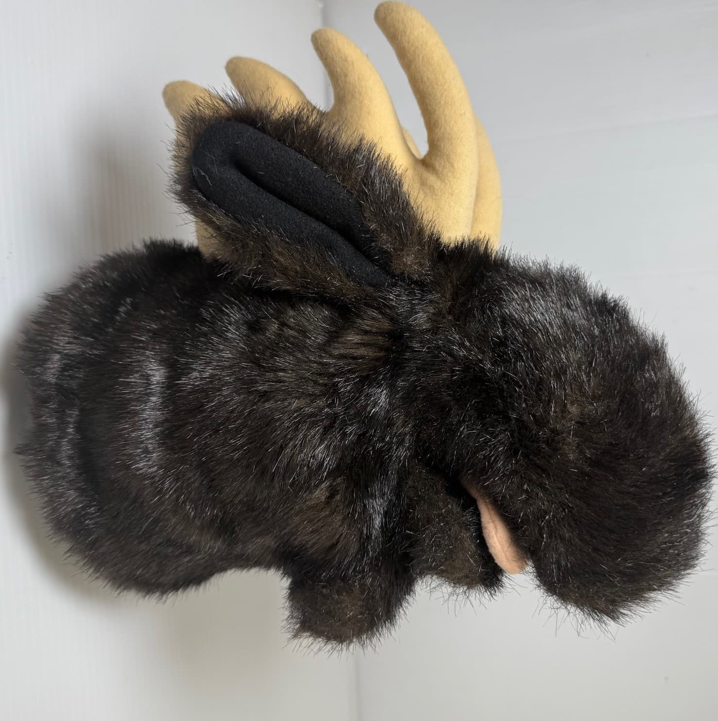 Wildkin Moose VTG 1989 Realistic Plush Large Hand Puppet faux fur  tan antlers
