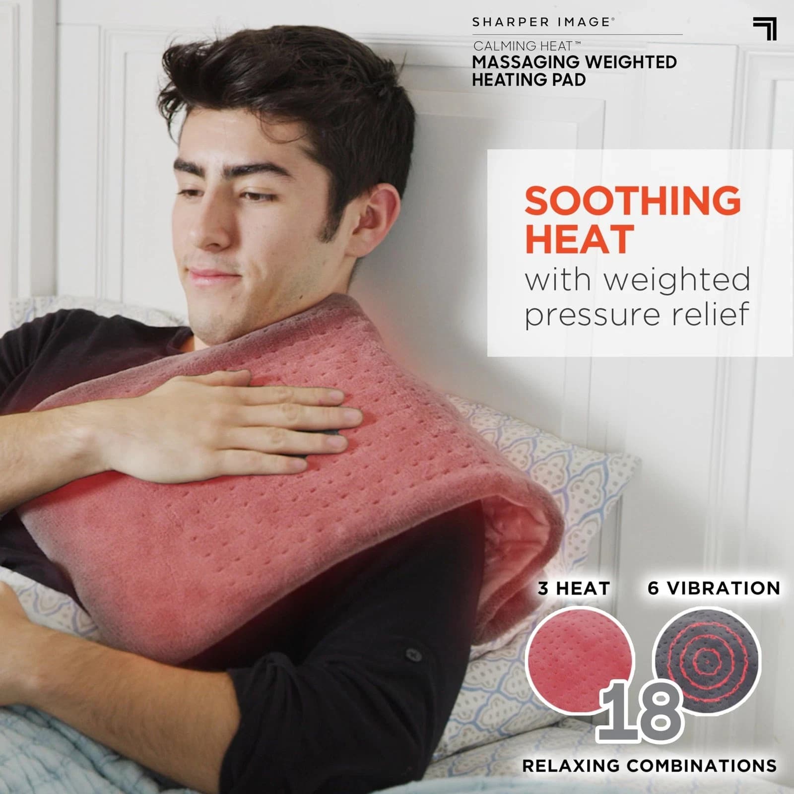 Sharper Image Calming Heat Massaging Weighted Heating Pad With 18 Combinations 2