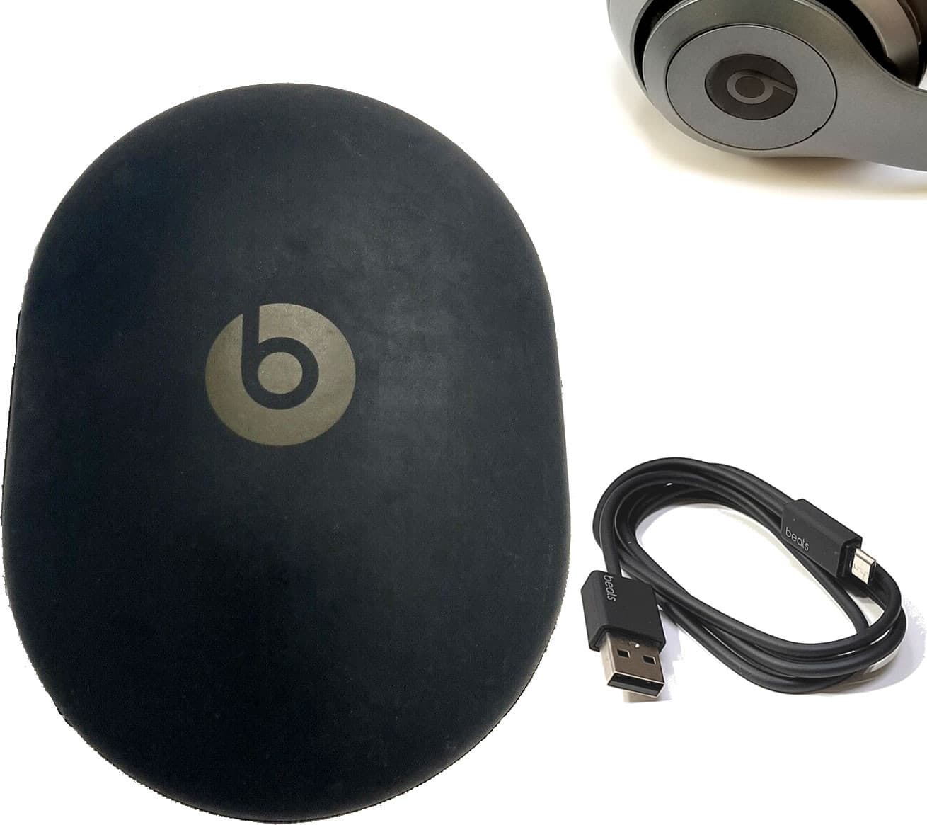 BLACK Hard Case + 36" Micro USB Charger for Dr Dre  BEATS STUDIO-3 HD Headphones