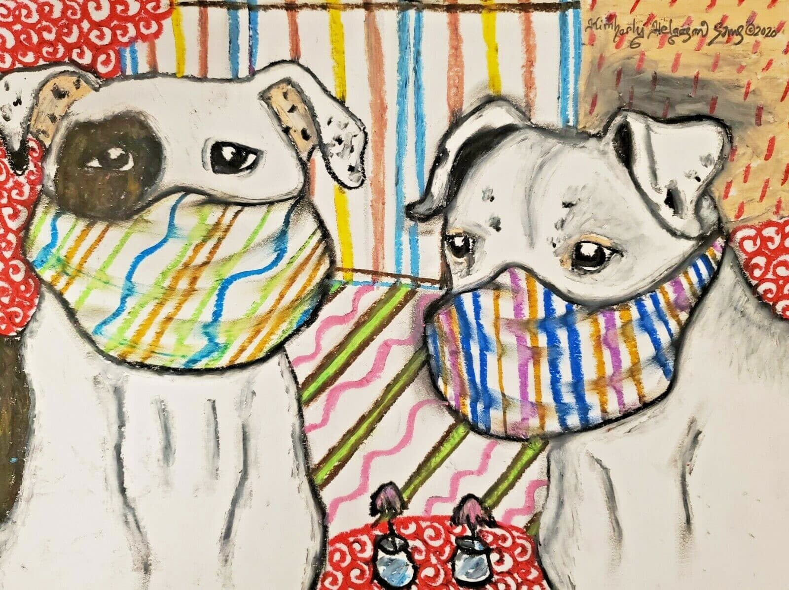 American Bulldog in Quarantine Dog Art 8 x 10 Signed Print KSams Steampunk