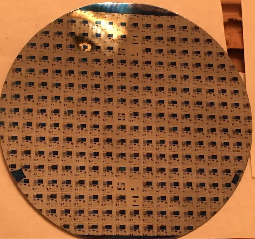 4" Sapphire / Gallium Nitride Wafer 1980s Unique Silicon Wafer Rare CPU Chip