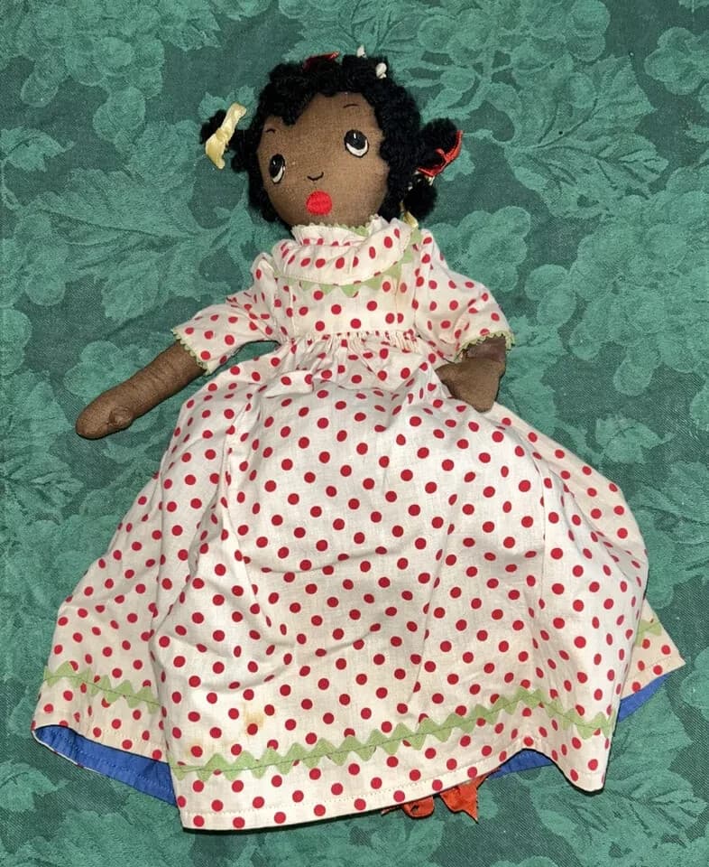 Vintage Topsy Turvy Doll 15” Tall 1950 Unique Black Americana Edith Flack Ackley 3
