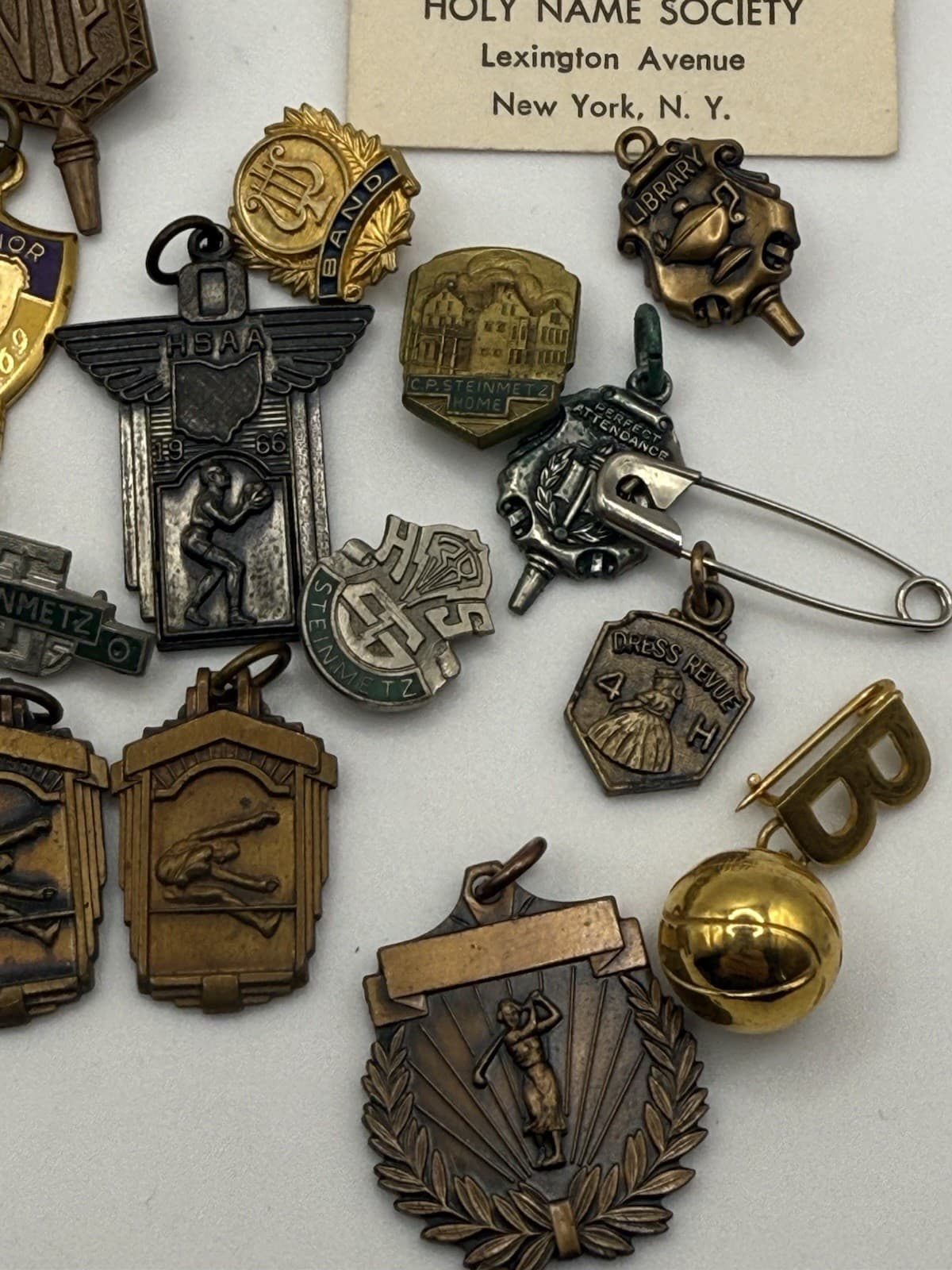 Vintage Lot Of 31 Medals Awards School Pendant Lapel Pins Charms NHS Key Badge 3
