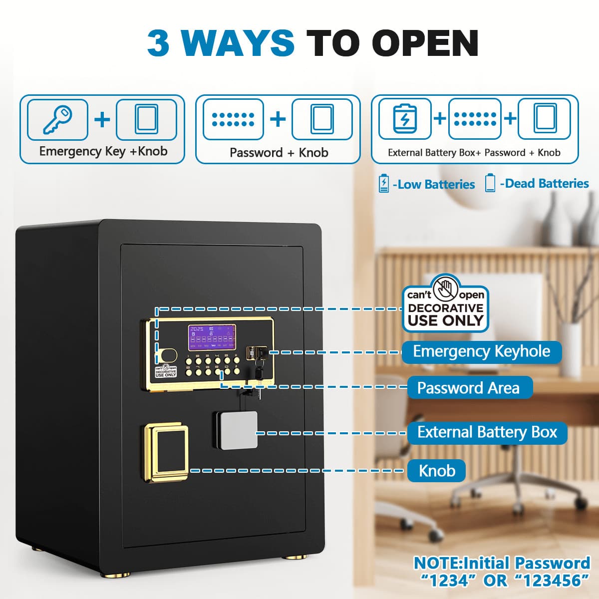 BESAFETY 3.8 Cuft Large Safe Box, Digital Keypad Home Security Safe 2