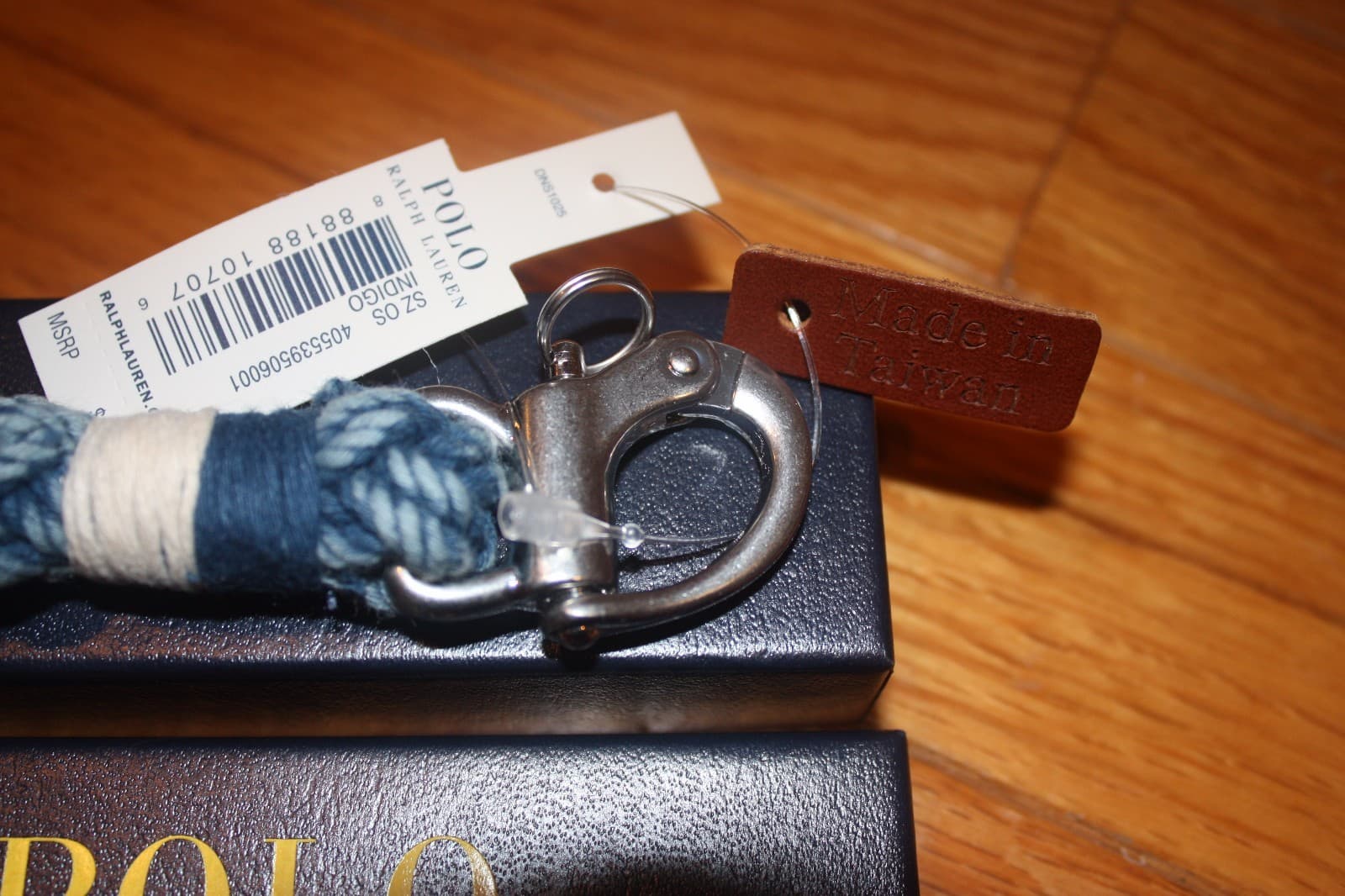 New w/ Gift Box Polo Ralph Lauren Snap-Shackle or Swivel-Pin Braided Key Fob  2