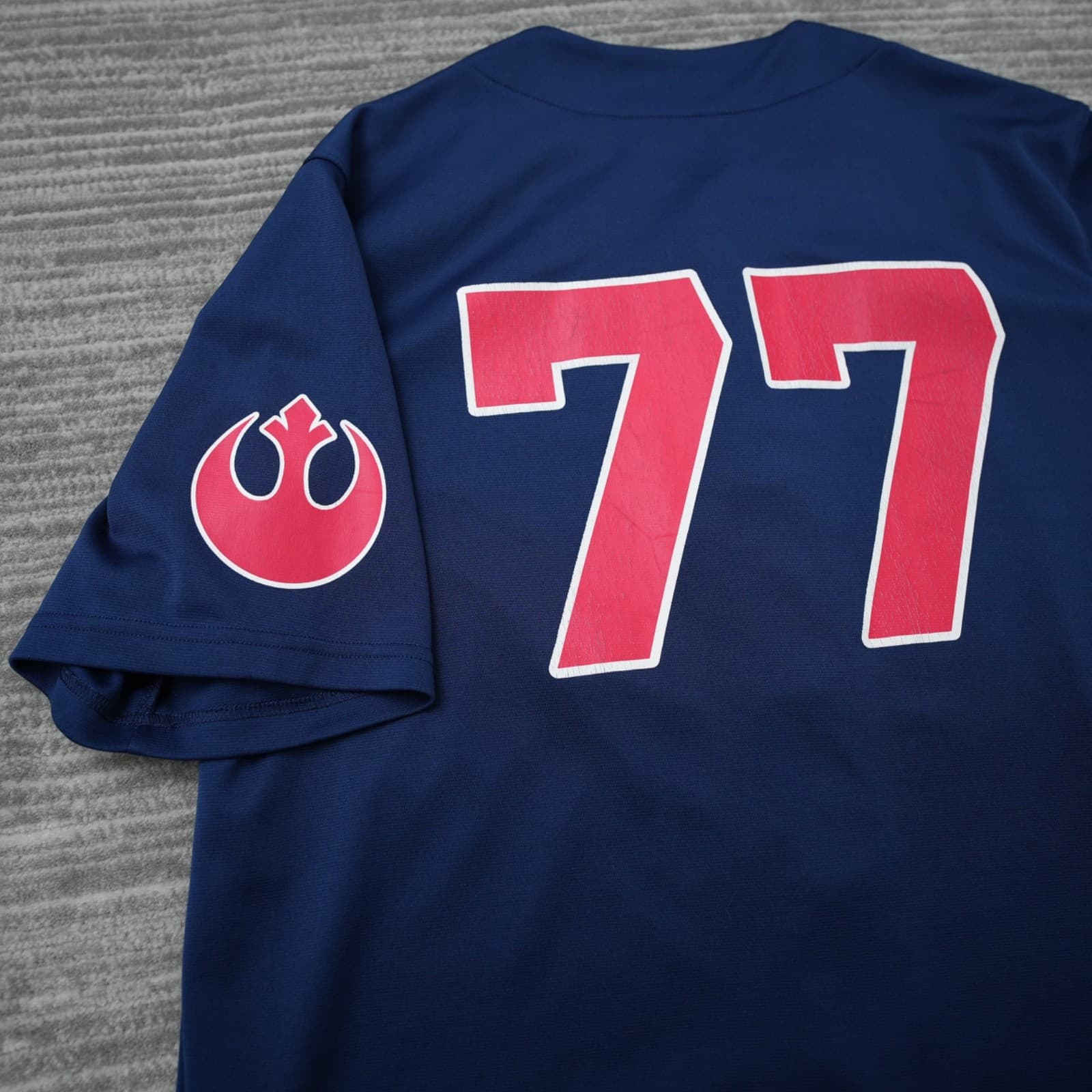 Star Wars Rebels 77 Luke Skywalker Baseball Jersey Shirt Size XL Blue Red 4