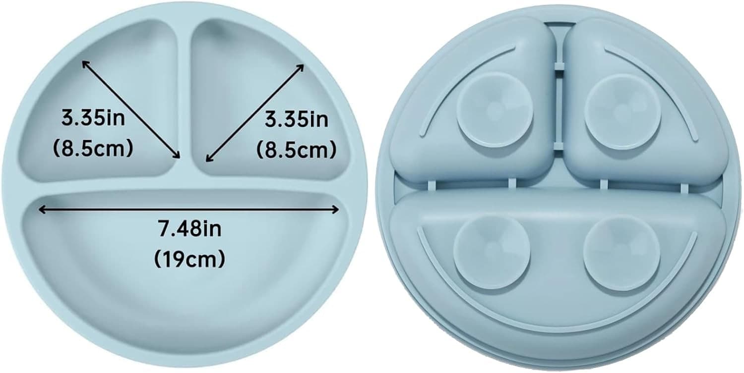 Paquete de 3 Platos para Nino Pequeno Platos Divididos de Silicona con Succion p 4