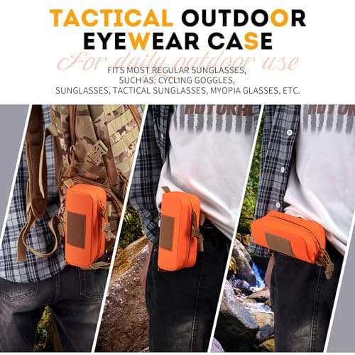  Extra Large Tactical Molle Sunglasses Case Anti-Shock Semi-hard Orange 6