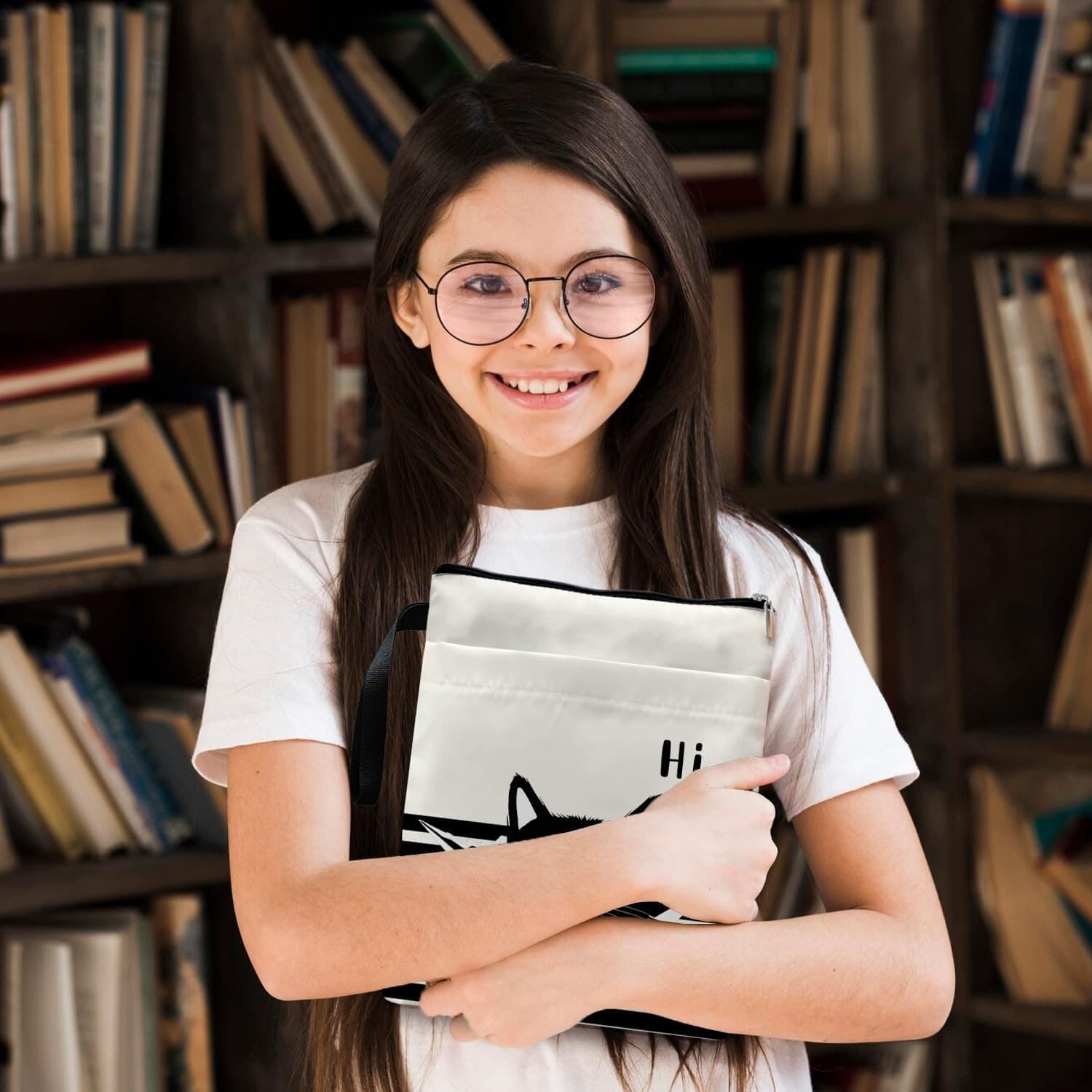 Book Sleeve with Zipper, Funny Cat & Book Design for Book Lovers 6