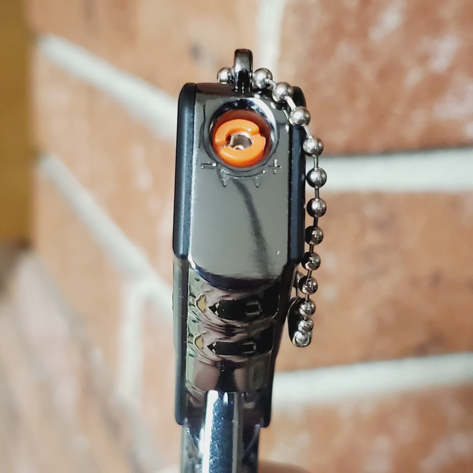 Pistol Shaped Gun Lighter FIRE Chrome METAL, Cocking Hammer, Mini 9 mm. USA SHIP 6