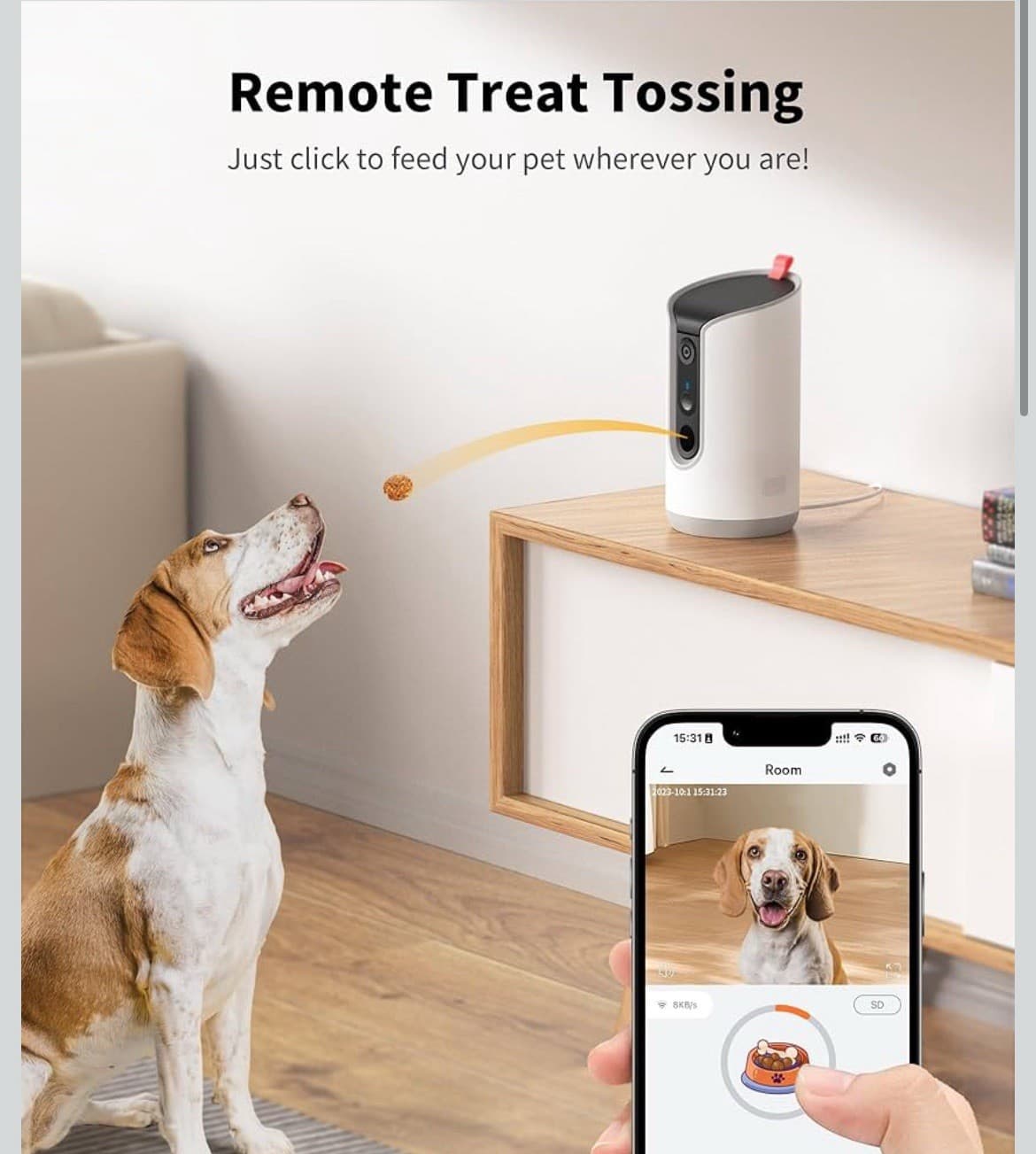 2K Pet Camera Treat Dispenser, 360°View Dog Camera with Phone App 5G&2.4G WiFi 4