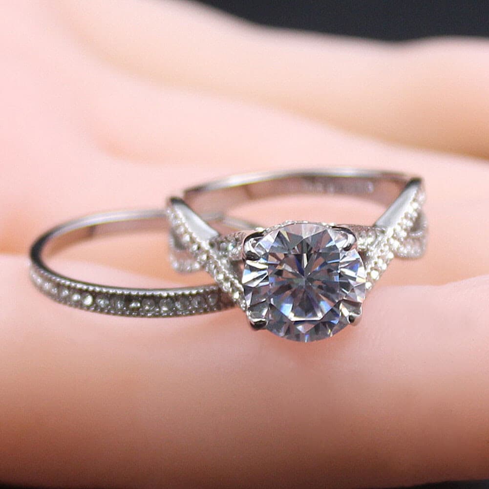 Wedding Ring Set Engagement Sterling Silver 2.75 CT Cubic Zirconia Infinity Band 5