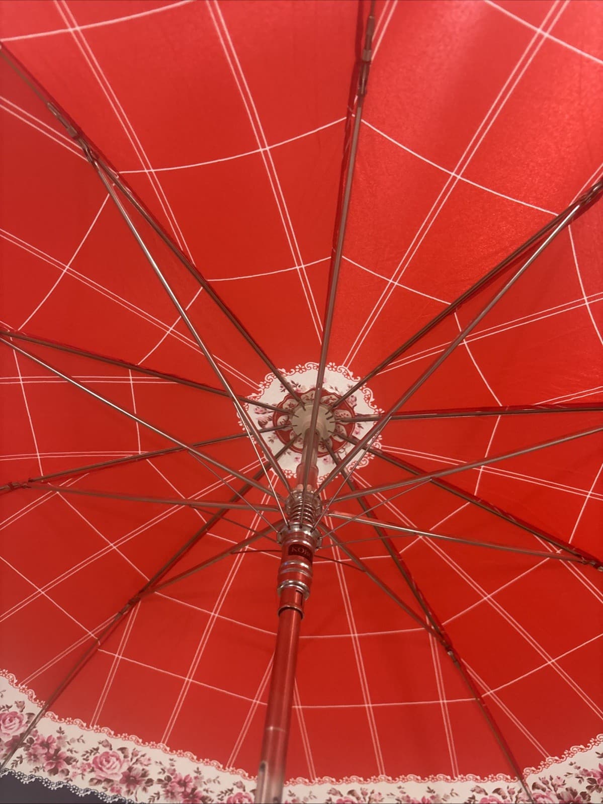 Vintage Kobold Automatic Umbrella Floral Cover Free Shipping Appears Unused 3