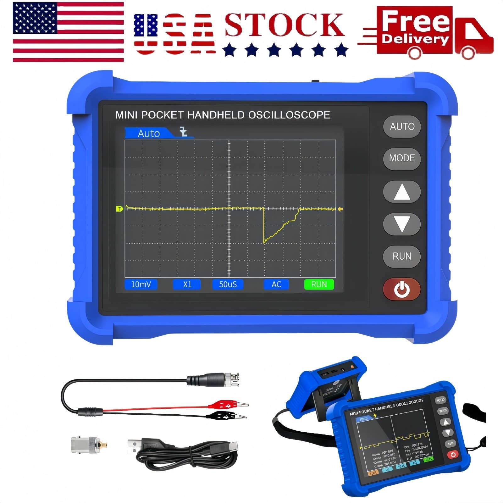 Handheld Digital Oscilloscope-USB 2.5MS/s 250KHz Portable Mini Oscilloscope US
