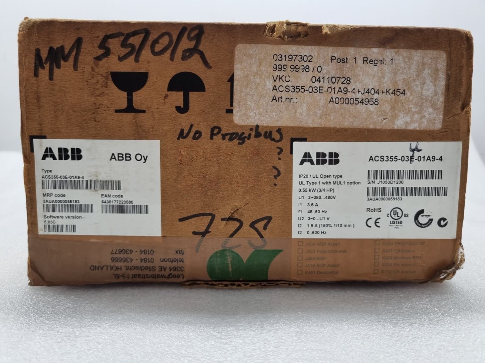 ABB ACS355-03E-01A9-4 FREQUENCY CONVERTER FREE FAST SHIP 2