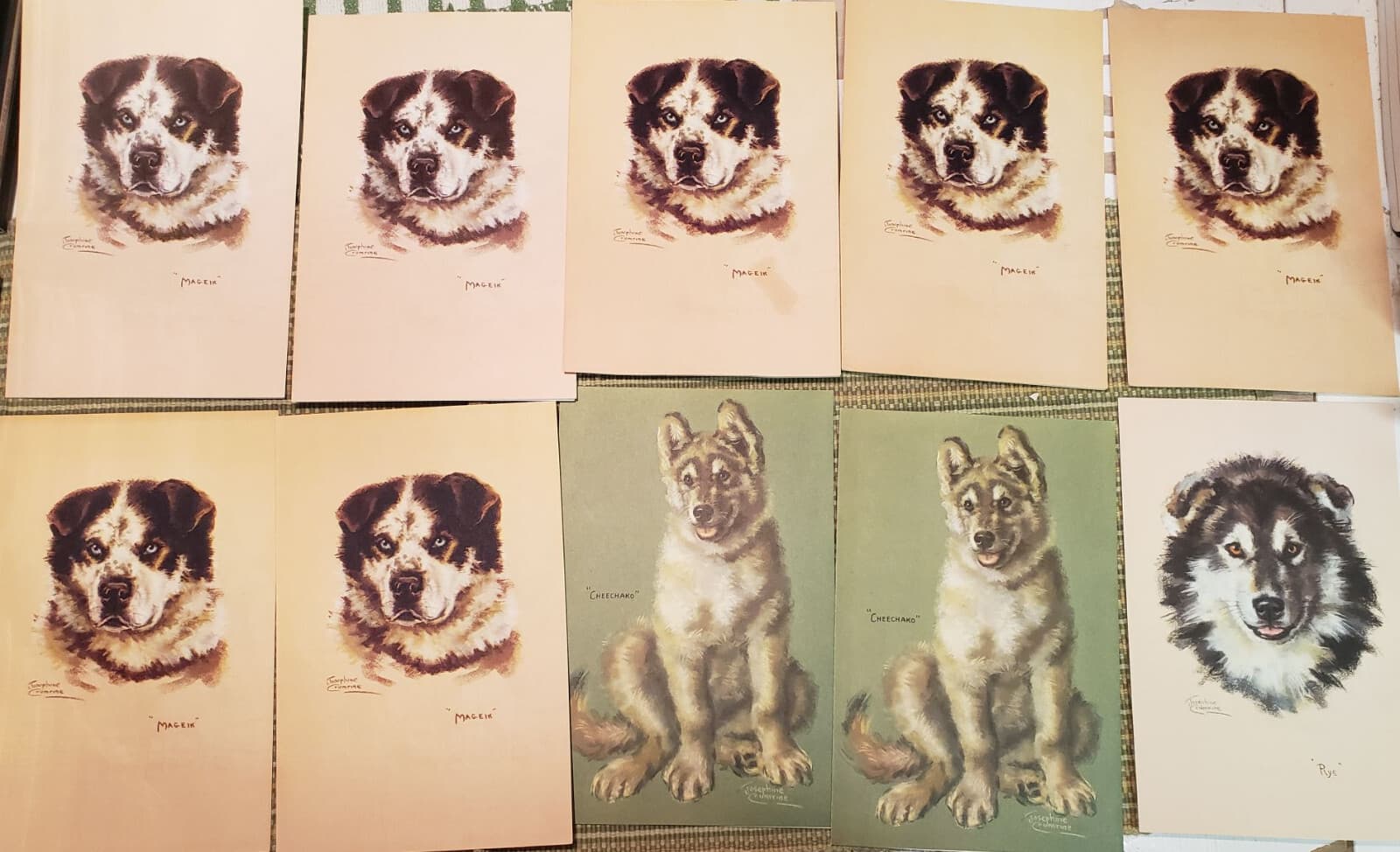 1941 SS Alaska Cruise Lines 22 Husky Sled Dog Art Cards Menu Joseph  Crumrine 2