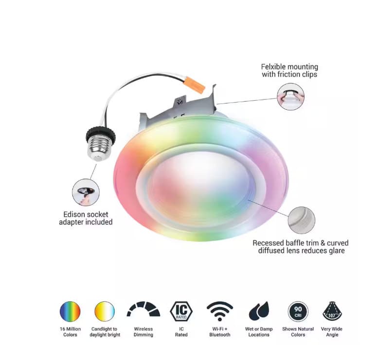 HALO RL Dual Zone 4 in. Smart WiFi Recessed LED Trim Connected by WiZ Pro 2