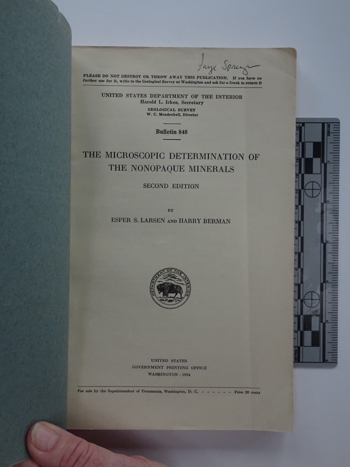 Book - The Microscopic Determination of the Nonopaque Minerals, GSB 848 2