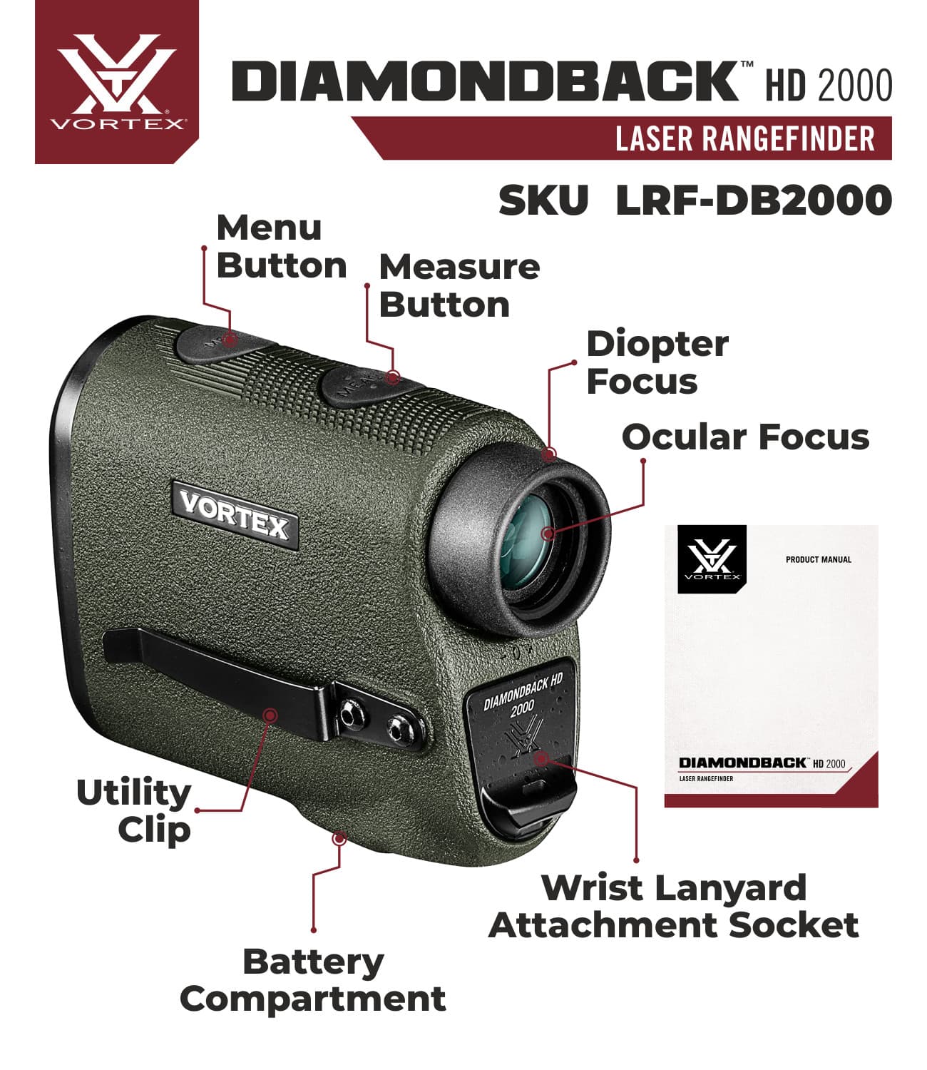 Vortex Optics Diamondback HD 2000 Laser Rangefinder with Free Hat Bundle 4