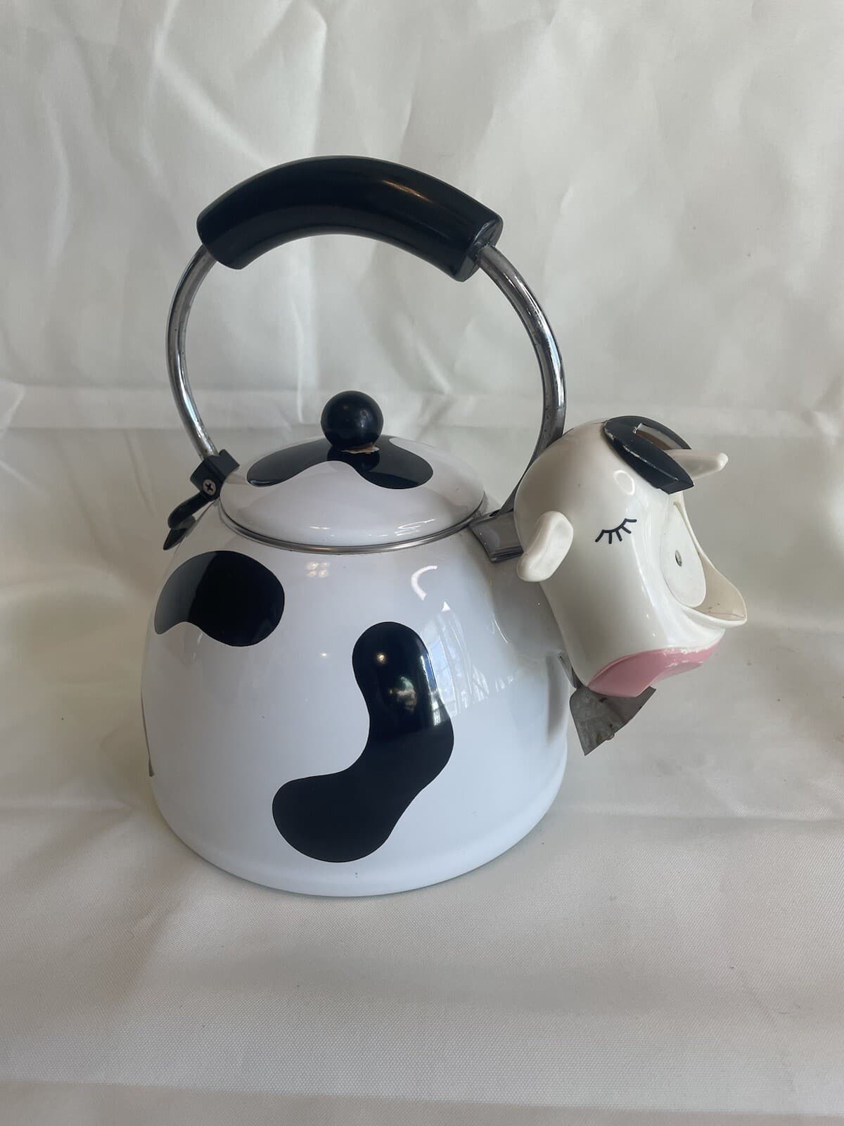 Vintage M Kamenstein Farm Cow Tea Kettle Enamel Whistling Teapot 1992 See Pics