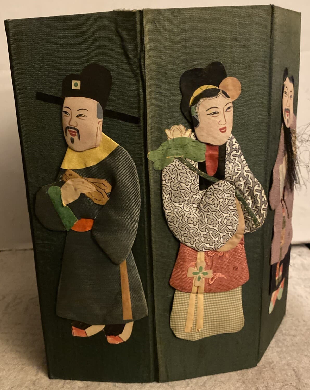 VTG 1950’s Lamp Shade Child’s Room China Silk Colored 8 Characters 23” X 9.25” 5