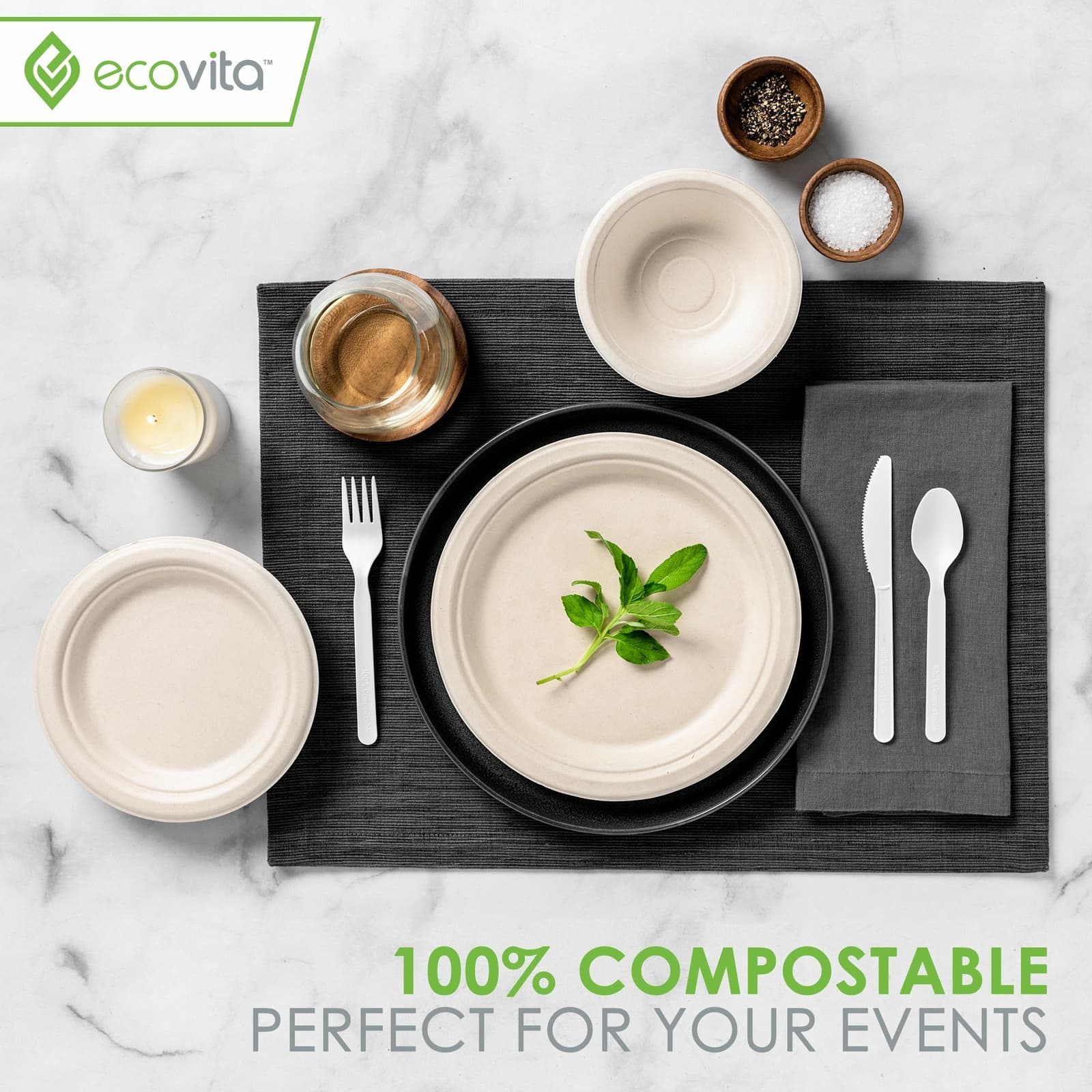 100% Compostable Paper Plates [9 in.] – 150 Disposable Plates Eco Tree Free 6
