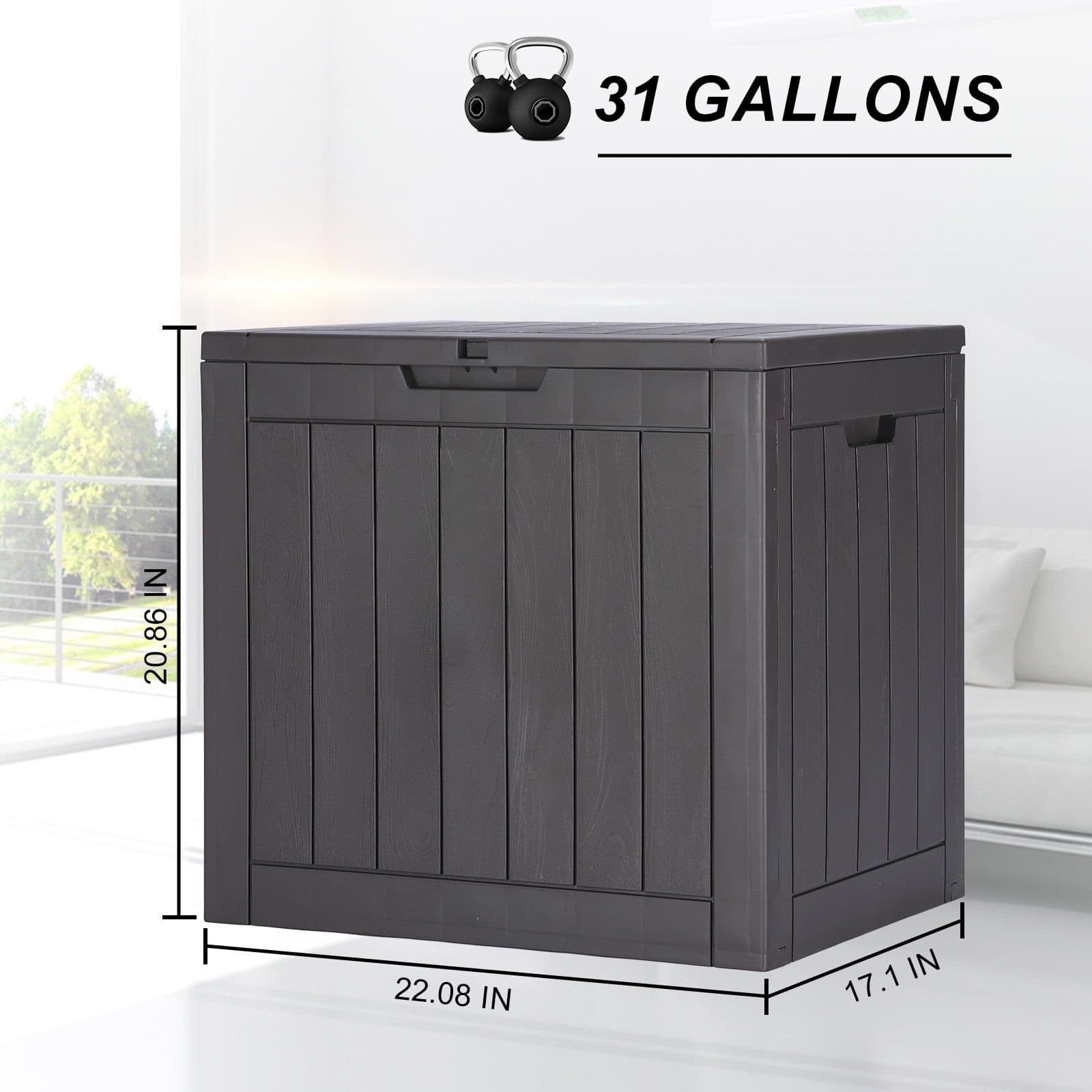31 Gallon Resin Deck Box, Waterproof UV Resistant Outdoor Storage Box for Garden 3