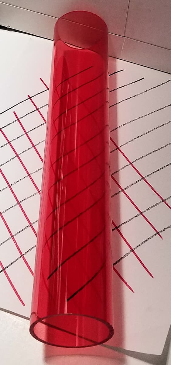1 Pc 2" x 1 3/4" RED CLEAR ACRYLIC PLEXIGLASS LUCITE PLASTIC TUBE 24” INCH LONG 2