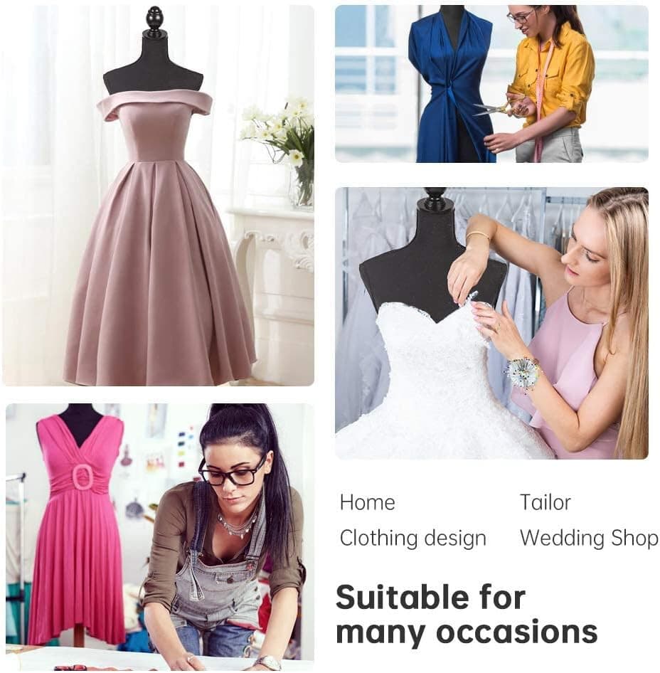 Female Mannequin Torso Dress Form Manikin Body with Wooden Tripod Base Stand 4