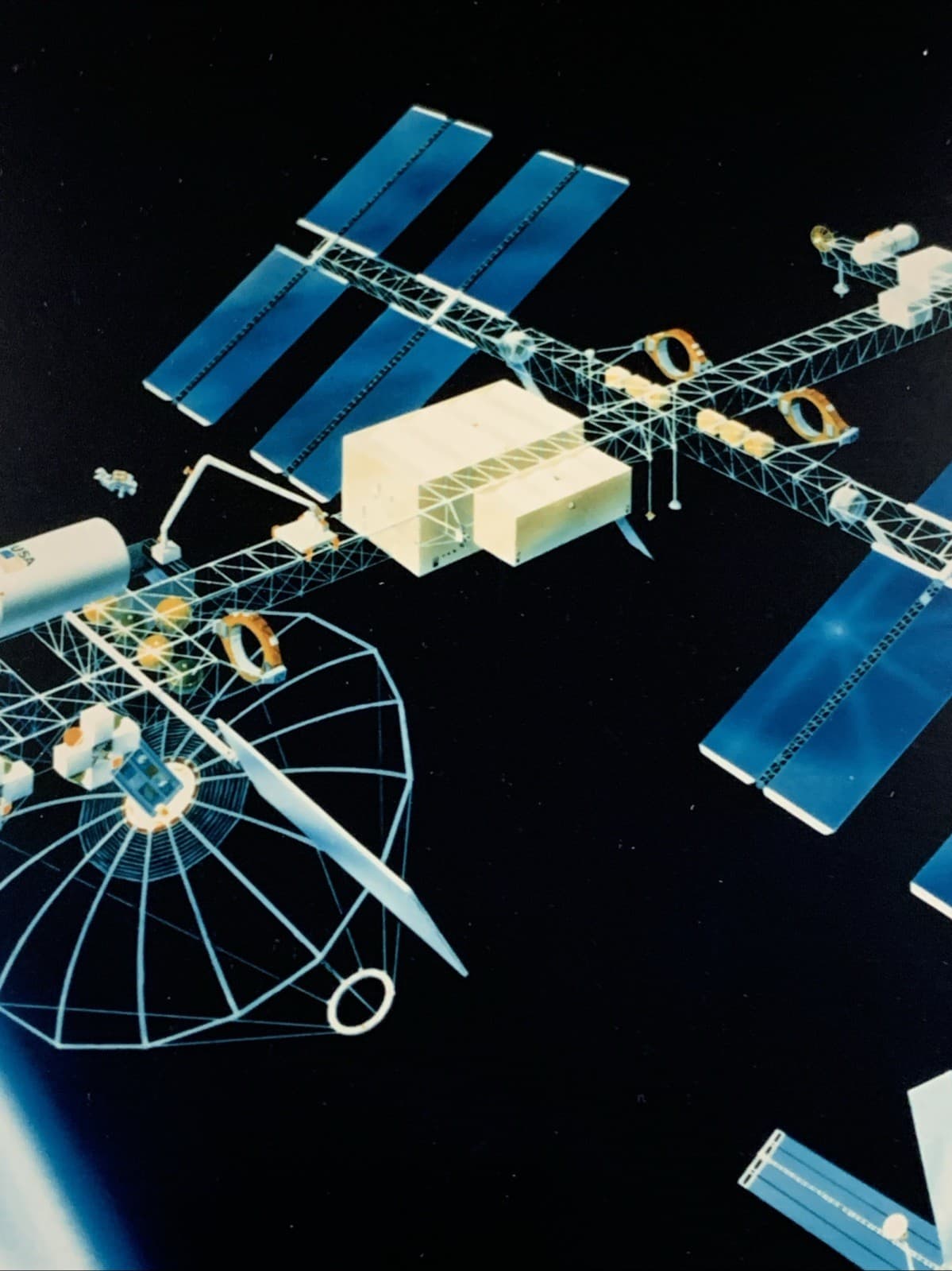 Vintage Illust. of NASA Space Orbiter Docked To Space Station NASA Spinoff 1985 5