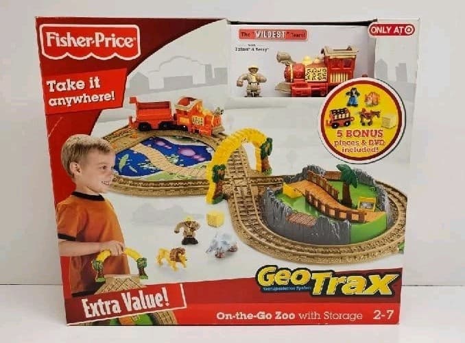 Fisher Price Geo Trax On The Go Zoo With Storage