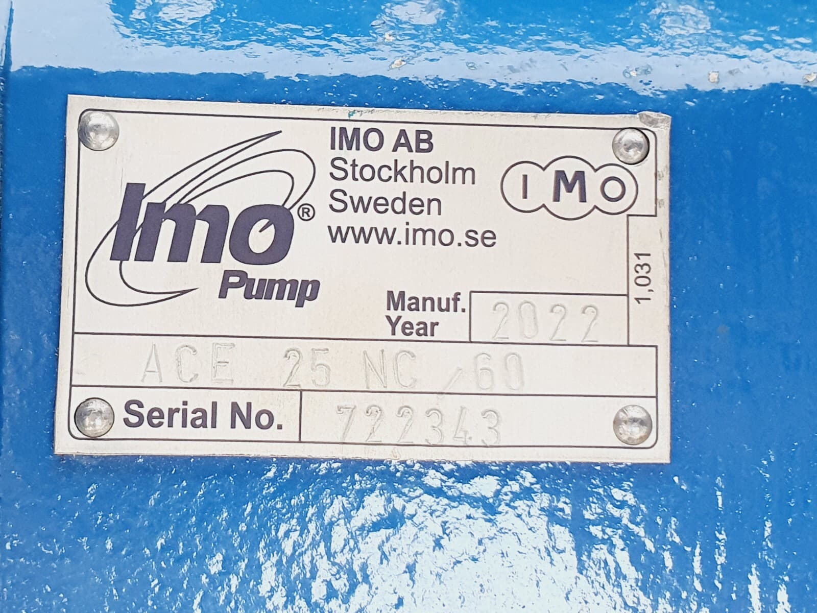 IMO ACE 25 NC/60 Gear Pump, Low Pressure Oil Pump, Mfg.Year 2022 # NEW 3