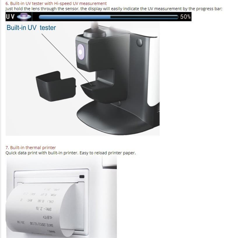 7'' Touch Screen  Digital Auto Lensmeter Lensometer Focimeter Lens Meter Printer 4