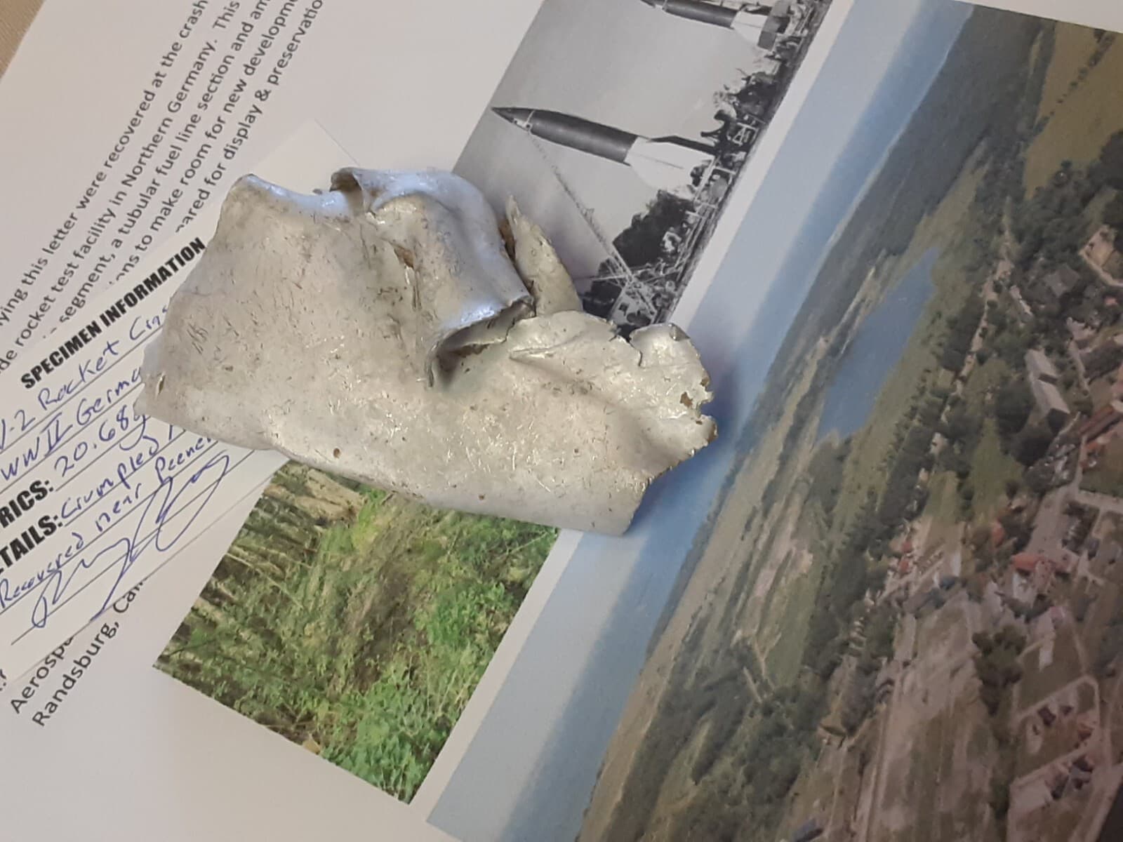 V2 Rocket Crash Site Relic Crumpled Aluminum Skin! 2