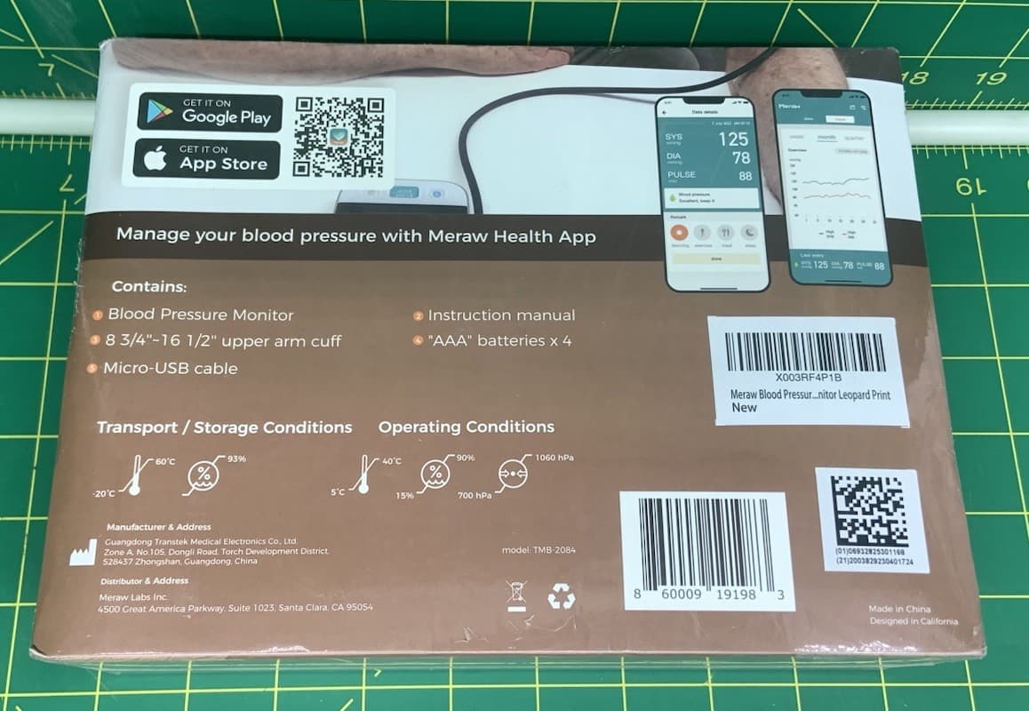 Meraw Blood Pressure Monitor Limited Edition Leopard Bluetooth App Upper Arm Cuf 2