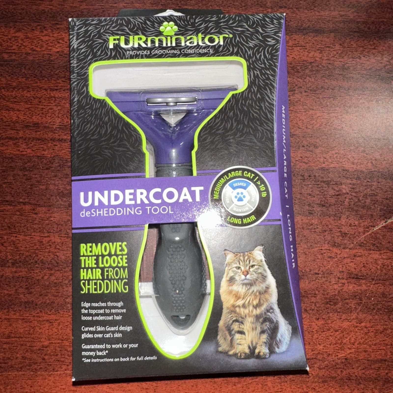 FURminator Undercoat deSHEDDING TOOL For med/Lg Cat LONG HAIR