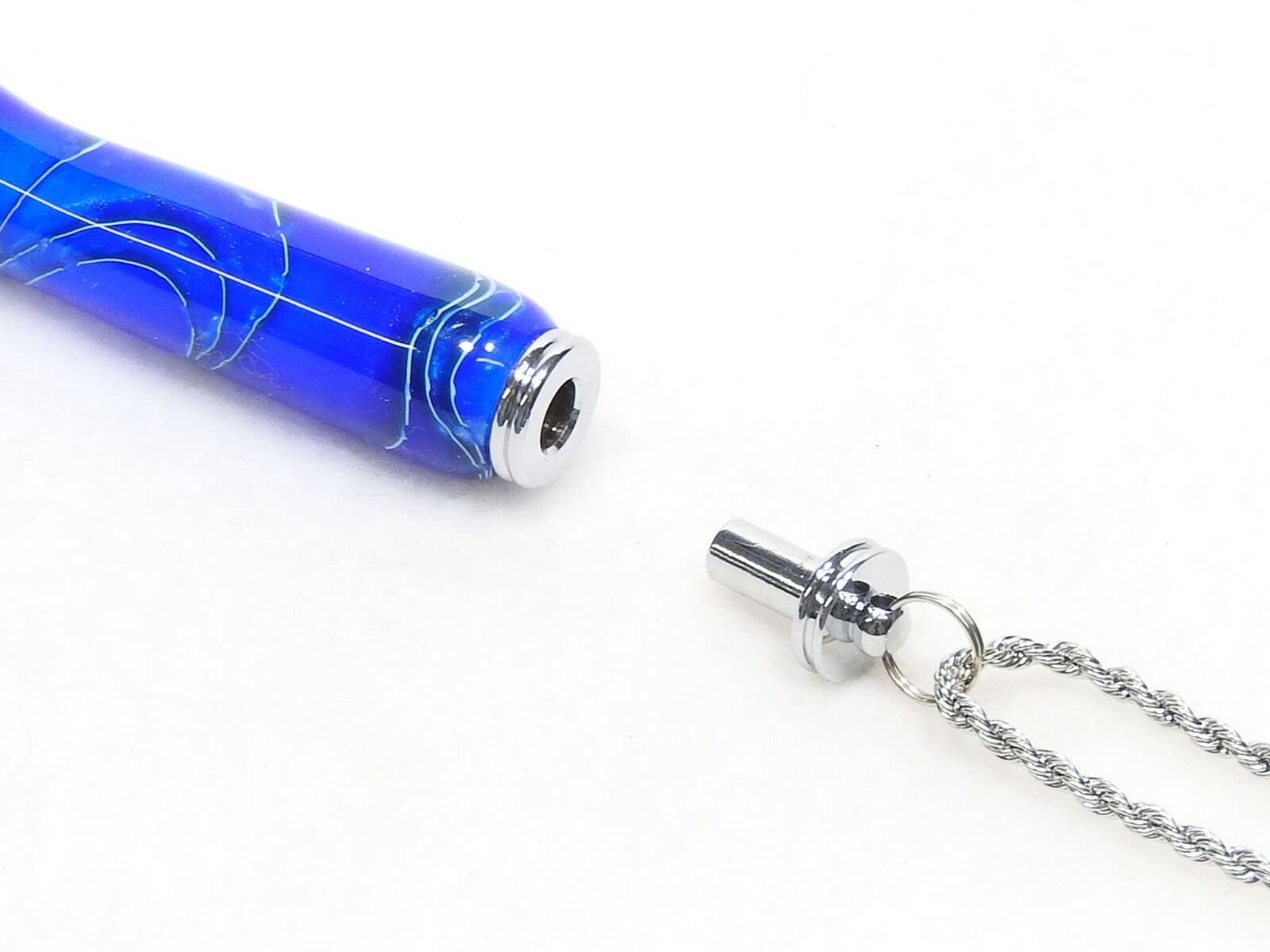 Handmade Seam Ripper Necklace w/ Stiletto, Sapphire Blue, Black, White Acrylic 5