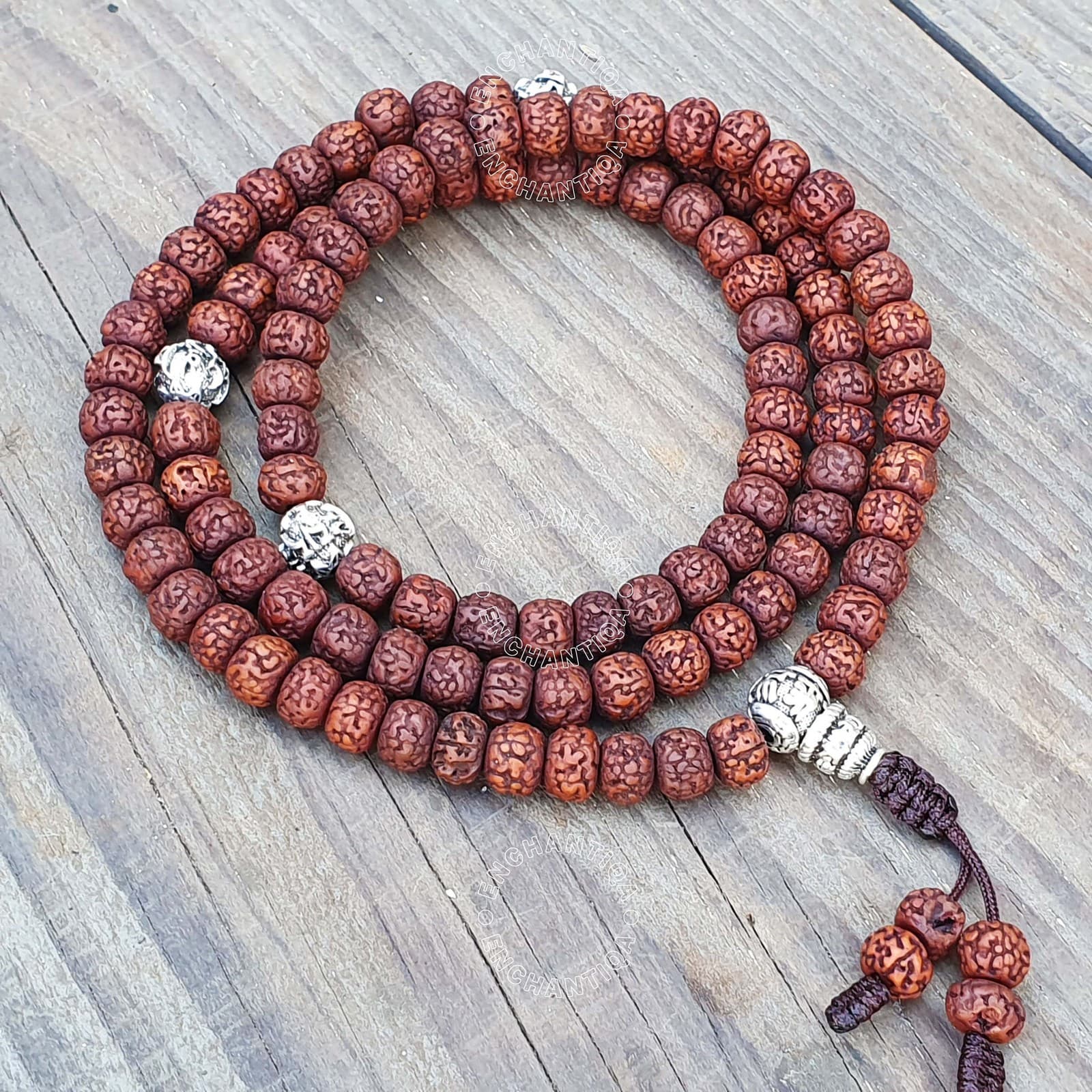 Tibetan Rudraksha Seed Mala: 108 Prayer Beads, Om Mani Padme Hum 2
