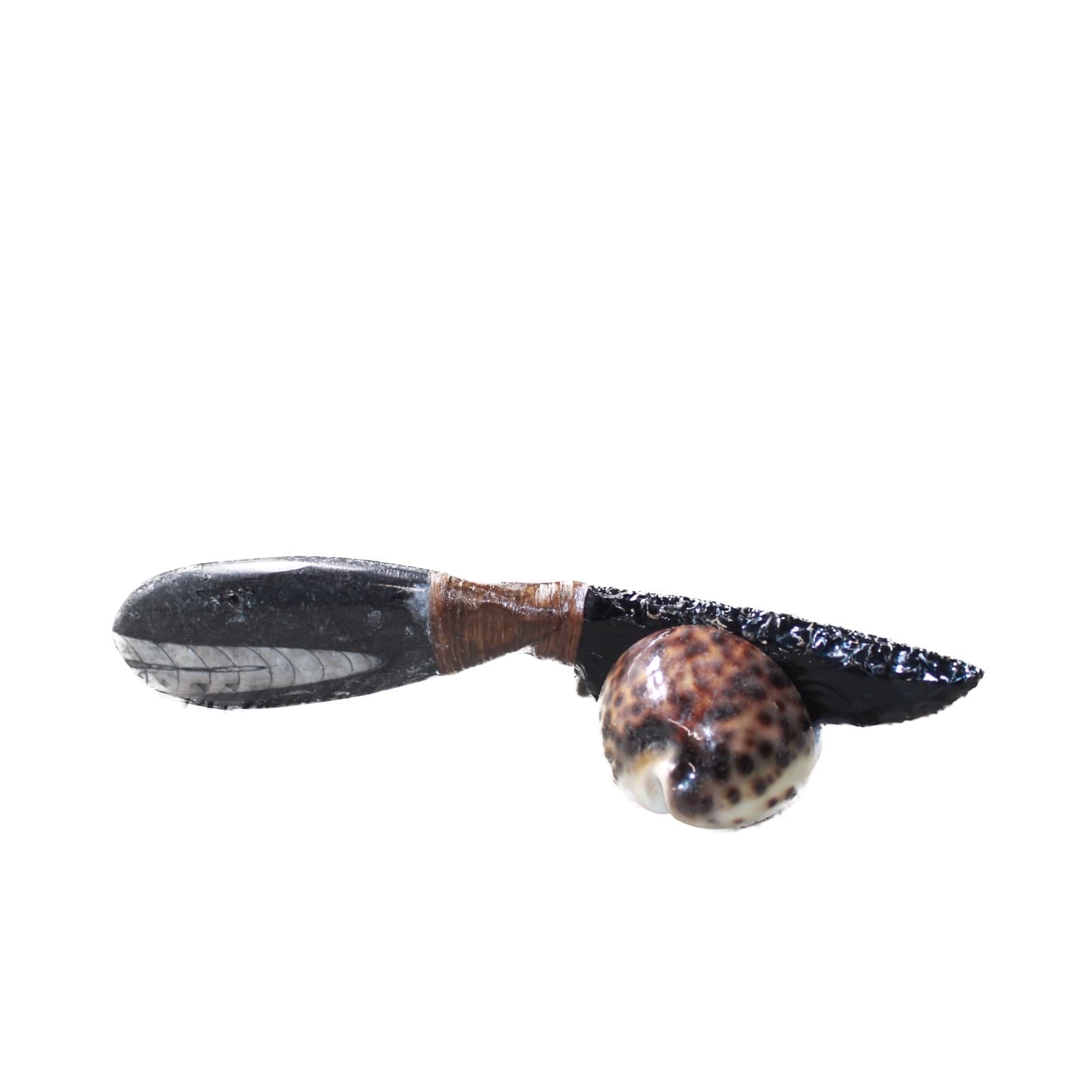 Orthoceras Fossil Handle Obsidian Blade Ornamental Knife #2257  Mountain Man Kni 5