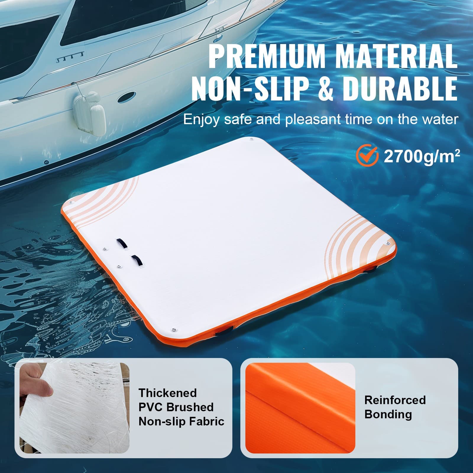 Uimoso Inflatable Floating Dock 7x7FT Inflatable Dock Platform Mat with Ladder 2