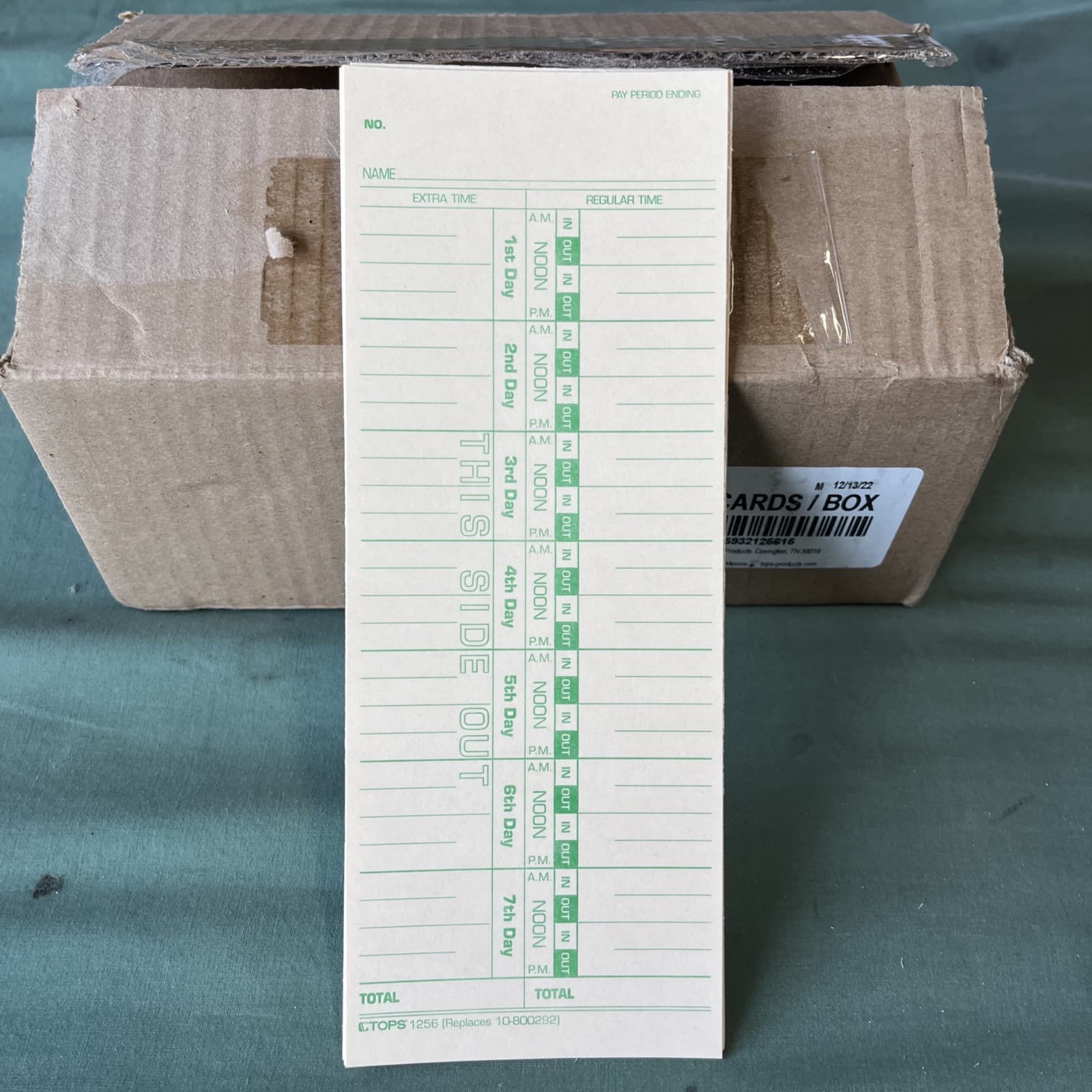 TOPS Time Cards, Weekly, 1-Sided, Numbered Days, 3-1/2" x x 9", Manila  2