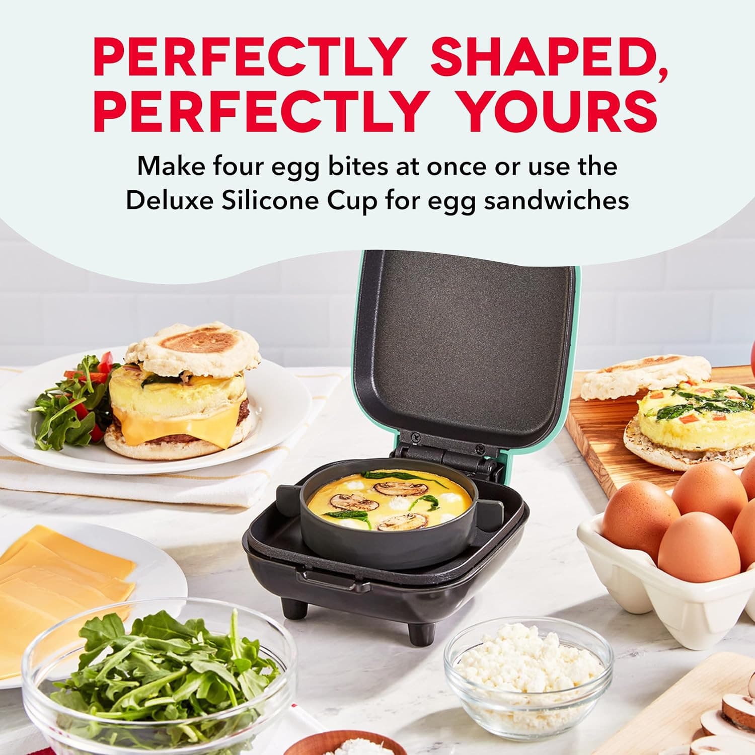 Deluxe Sous Vide Style Egg Bite Maker with Silicone Molds for Breakfast Sandwich 6