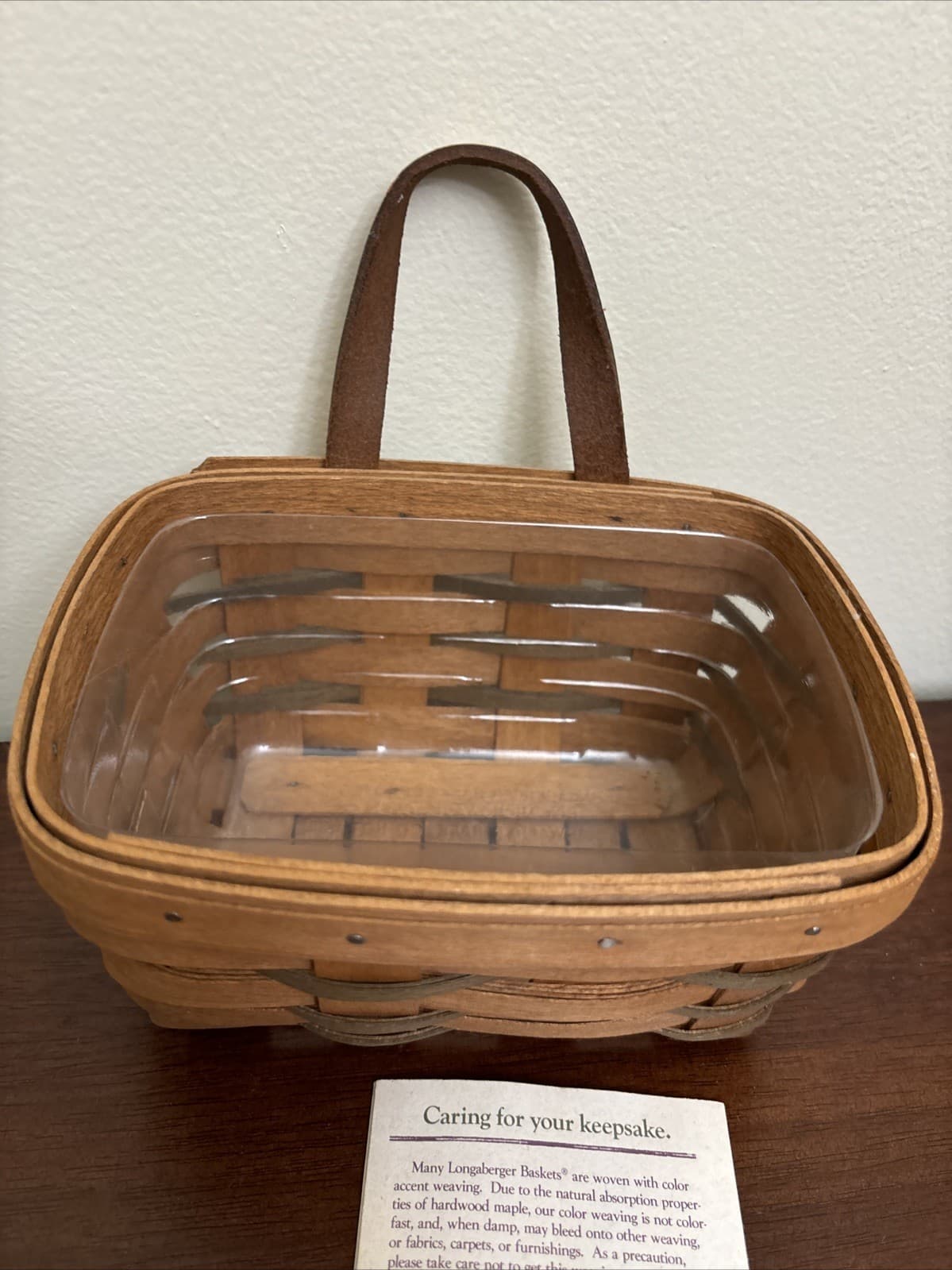 Longaberger Small Key Basket Green Weave 1994 Wall Hanger Protector 17060 VTG 3