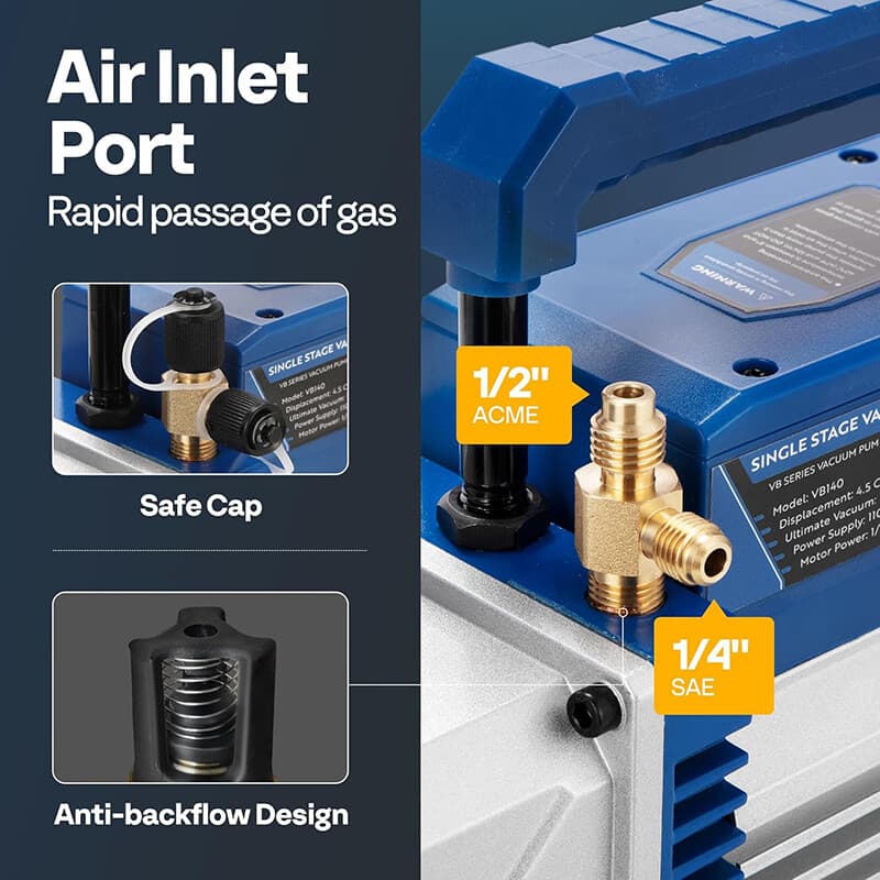 4.5CFM 1/3HP Air Vacuum Pump AC Manifold Gauge Set R32 R1234yf R134a R22 R410a 5