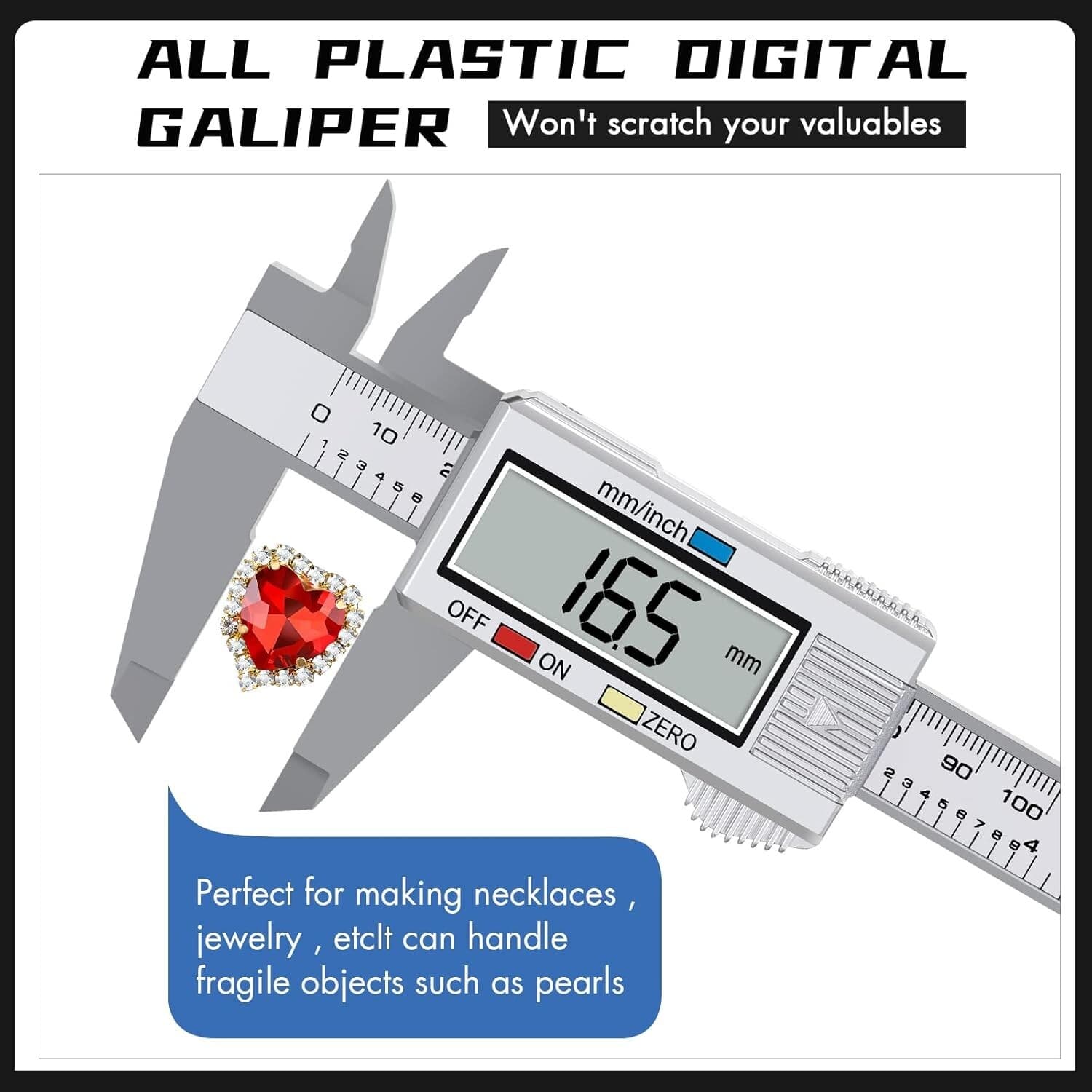 Calibre Digital Acero Inoxidable Calibrador Pie de Rey Con Pantalla LCD, 0-6" 5