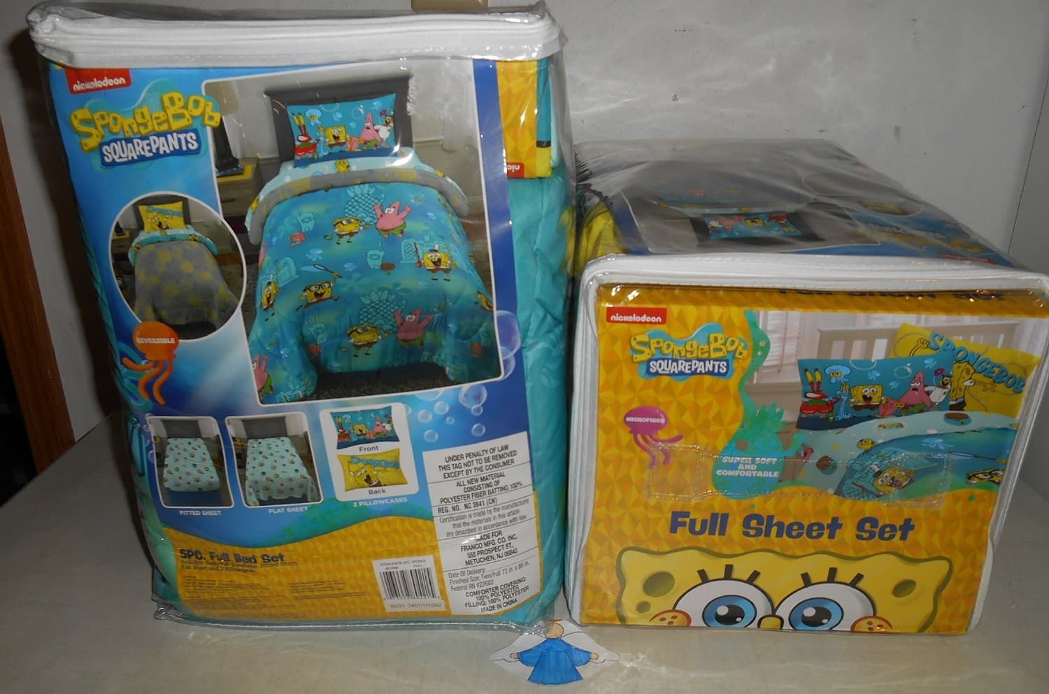 NICKELODEON SPONGEBOB SQUAREPANTS EPIC SPONGE 5 PIECE FULL COMFORTER SHEET SET