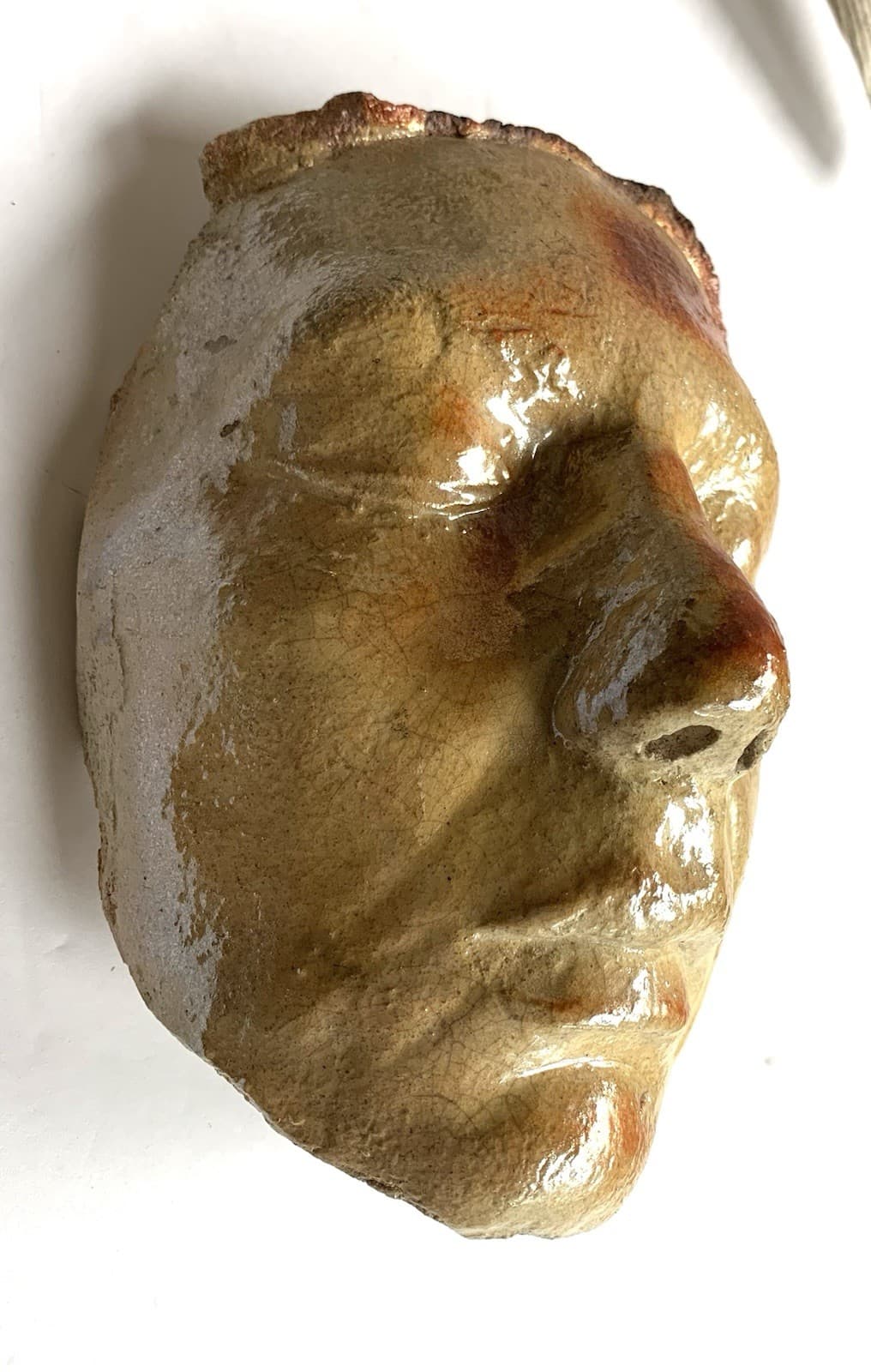 Genuine Plaster Female Death Mask Sculpture Serene Sunset Colored Oddity Art 2